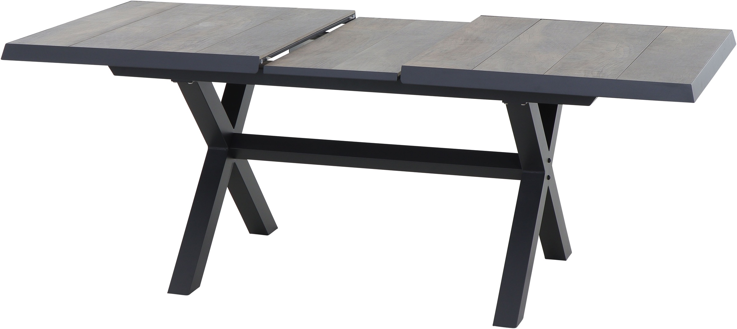 Siena Garden Gartentisch »SINCRO Ausziehtisch 160/200x90cm matt anthrazit« Aluminiumgestell matt anthrazit, Tischplatte aus Keramik, washed grey