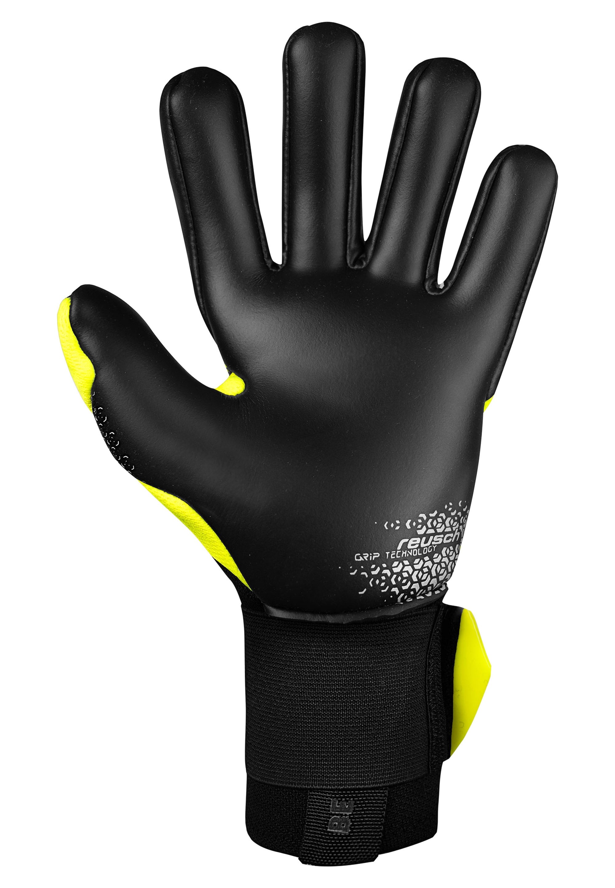 Torwarthandschuhe REUSCH "Attrakt Gold X NC Gravity", Damen, Gr. 9, gelb (gelb, schwarz), 63% Elastodien, 31% Polyester, 3% Polyamid, 3% Polyurethan, mehrfarbig, Handschuhe, mit maximalem Grip 3