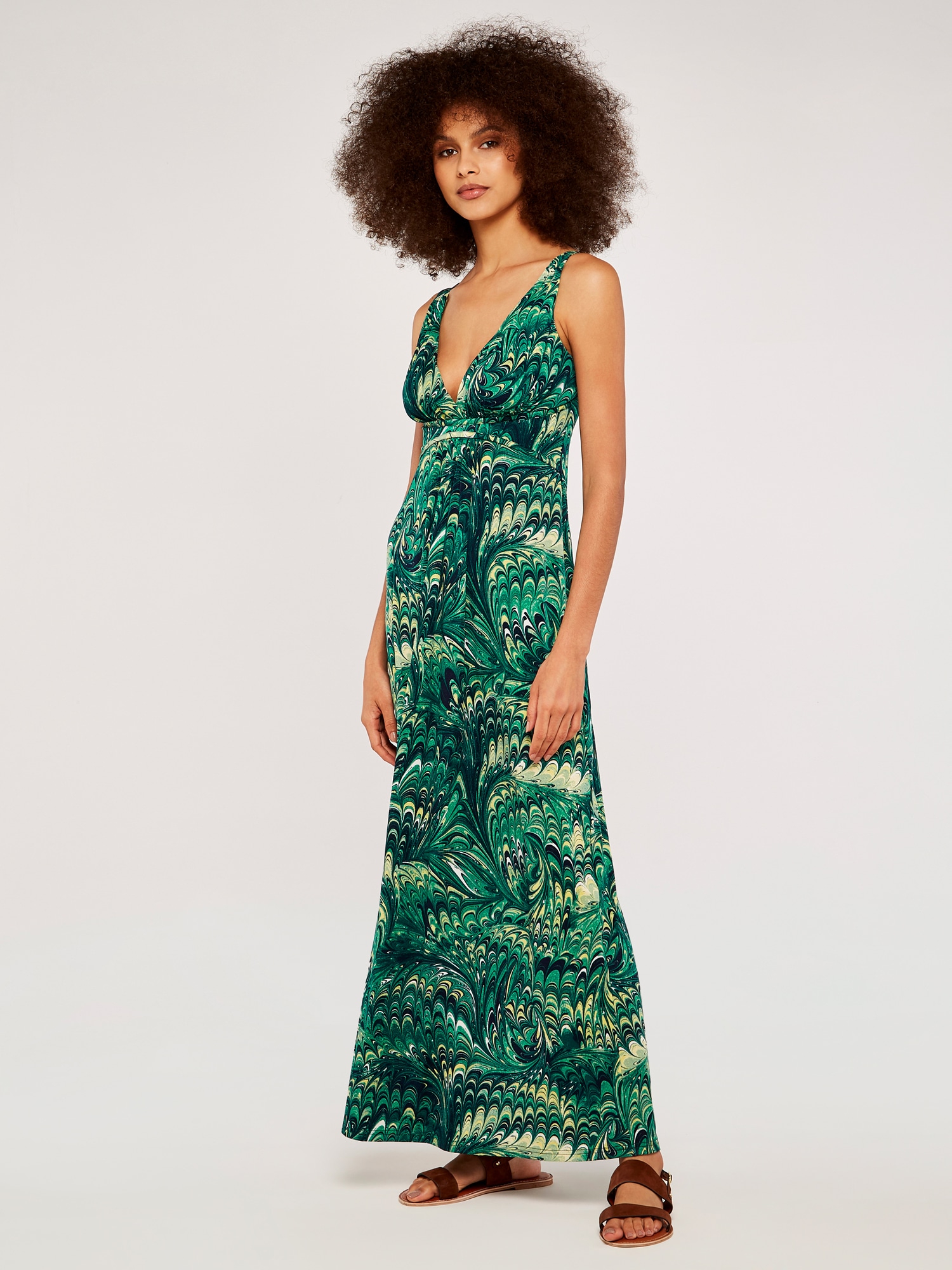 Apricot Maxikleid »Marmoriertes Maxikleid« mit Taillenband