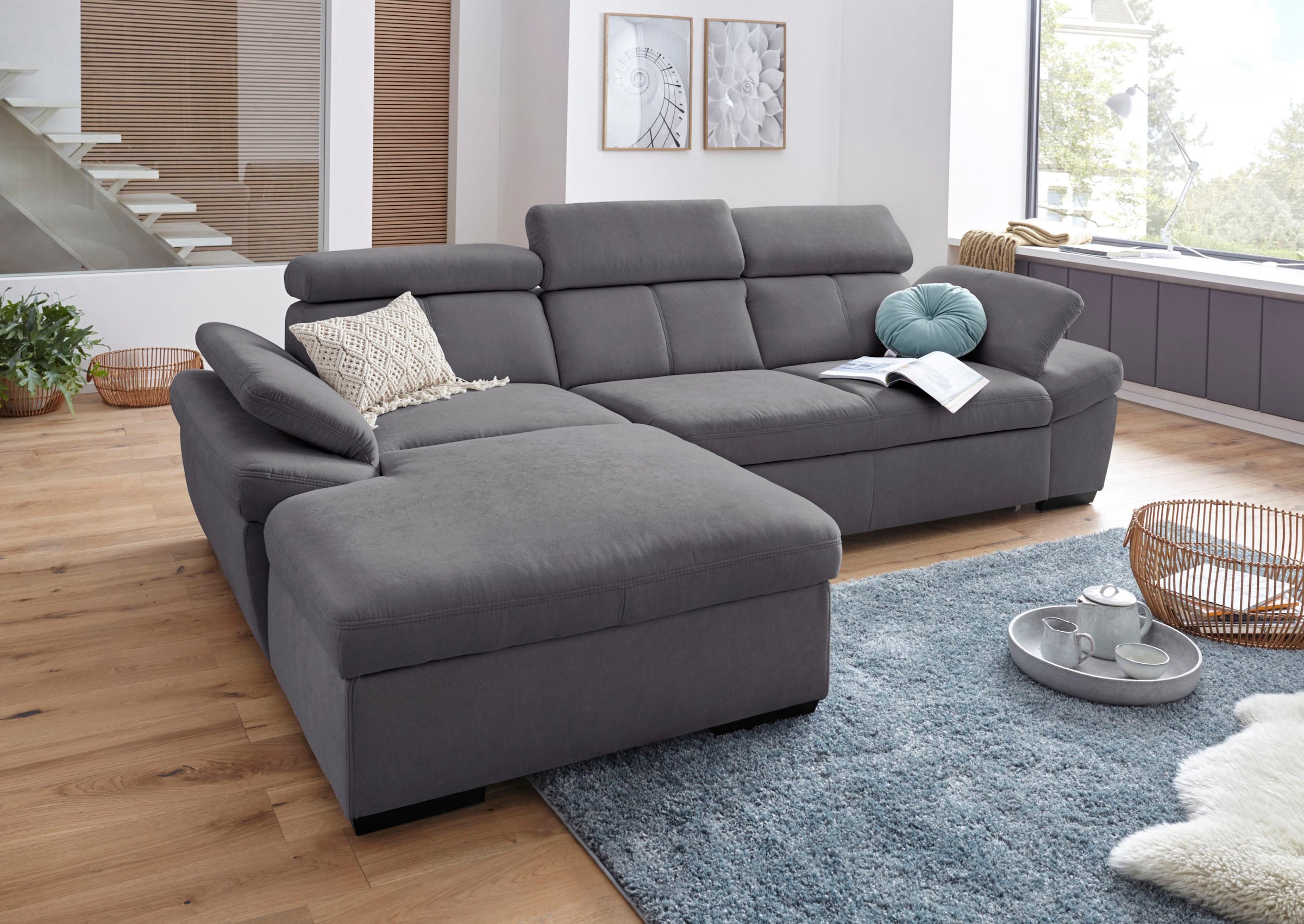 exxpo - sofa fashion Ecksofa »Salerno L-Form« ir Kopf- ir A...