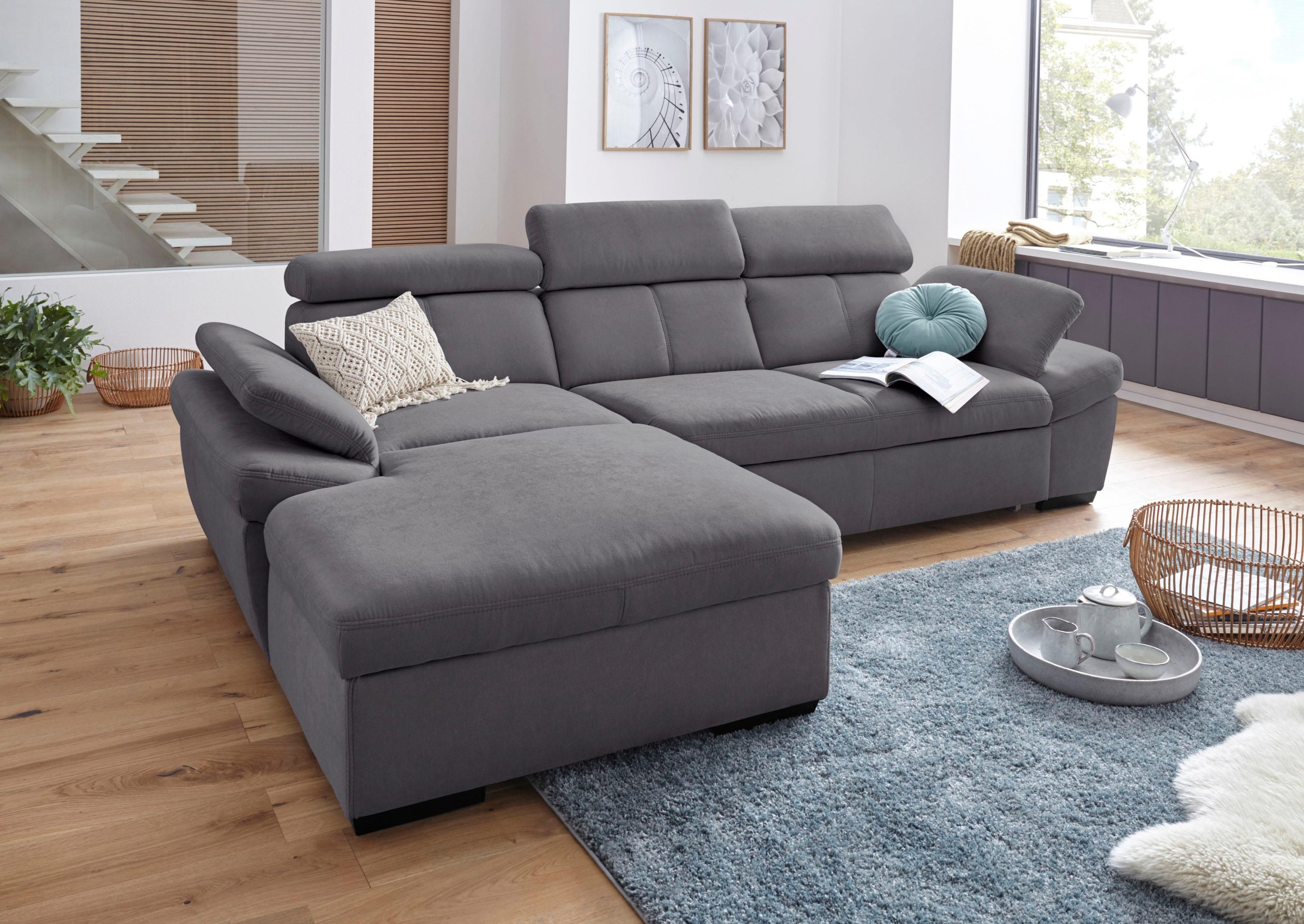 exxpo - sofa fashion Ecksofa "Salerno, inkl. Arm-& Kopfteilverstellung, beq günstig online kaufen