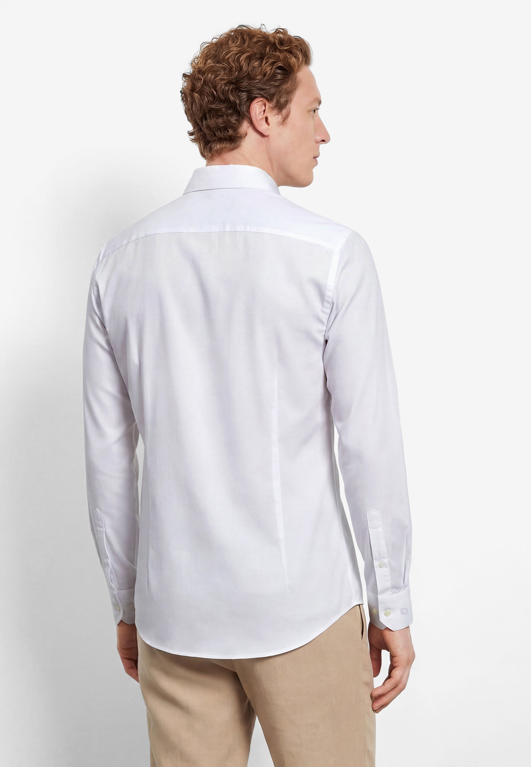 Businesshemd OLYMP "OLYMP No. Six 24/Seven, super slim, Modern Kent", Herren, Gr. 46, Normaler Arm, weiß, 64% Baumwolle, 27% Polyester, 9% Elasthan, Hemden 6