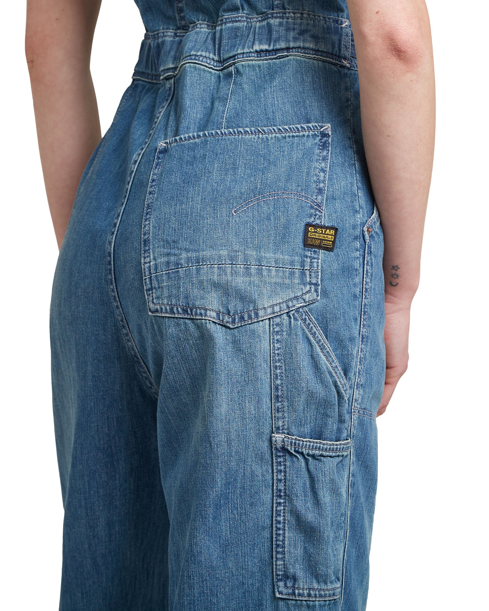 Jumpsuit G-STAR "Relaxed Jumpsuit", Damen, Gr. L, Normalgrößen, faded cricket blau, Obermaterial: 100% Baumwolle, Overalls Jumpsuit 3