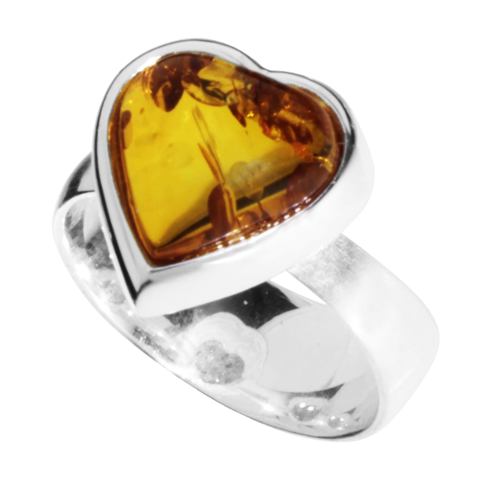 Fingerring OSTSEE-SCHMUCK "- Herz - Silber 925/000 - Bernstein" Gr. 54, silber (silber 925, silberfarben, weiß), Fingerringe, Damen, 54, Fingerring