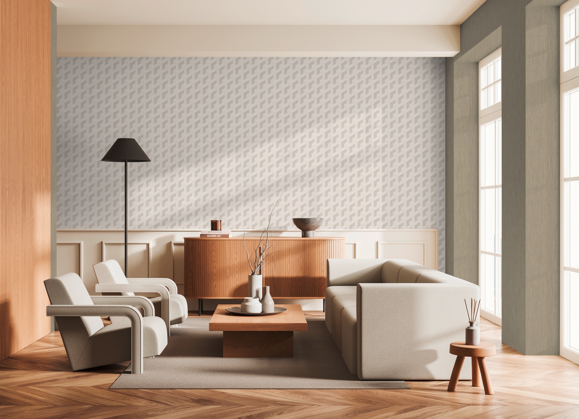 living walls Vliestapete »3D-Tapete Würfelmuster - Geometrische Vliestapete« leicht glänzend strukturiert