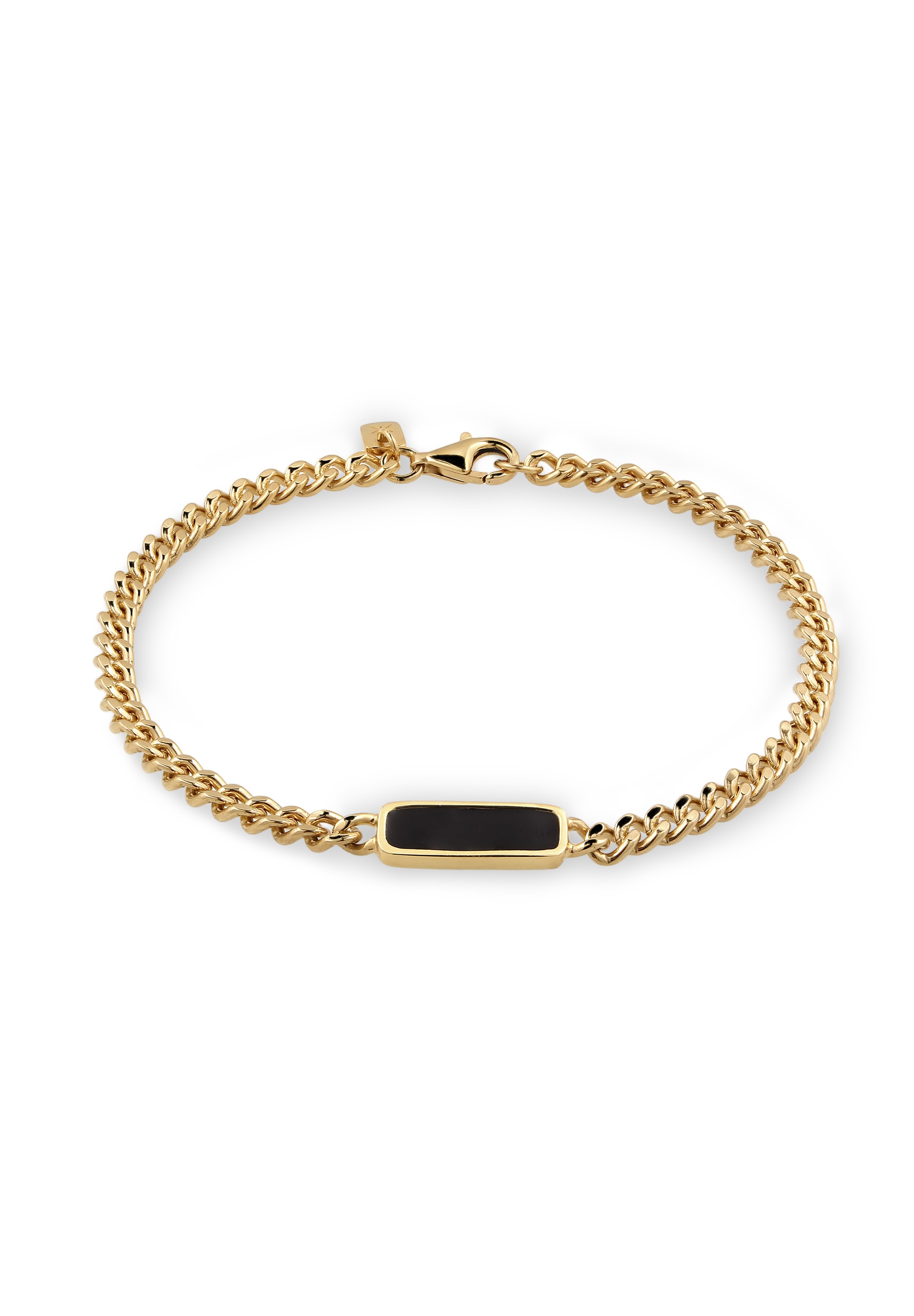 "Armkette KUZZOI ""Armband Emaille 925 Sterling Silber"" Gr. 19, gold, Armbänder, Herren, Silber 925 (Sterlingsilber), Armkette"