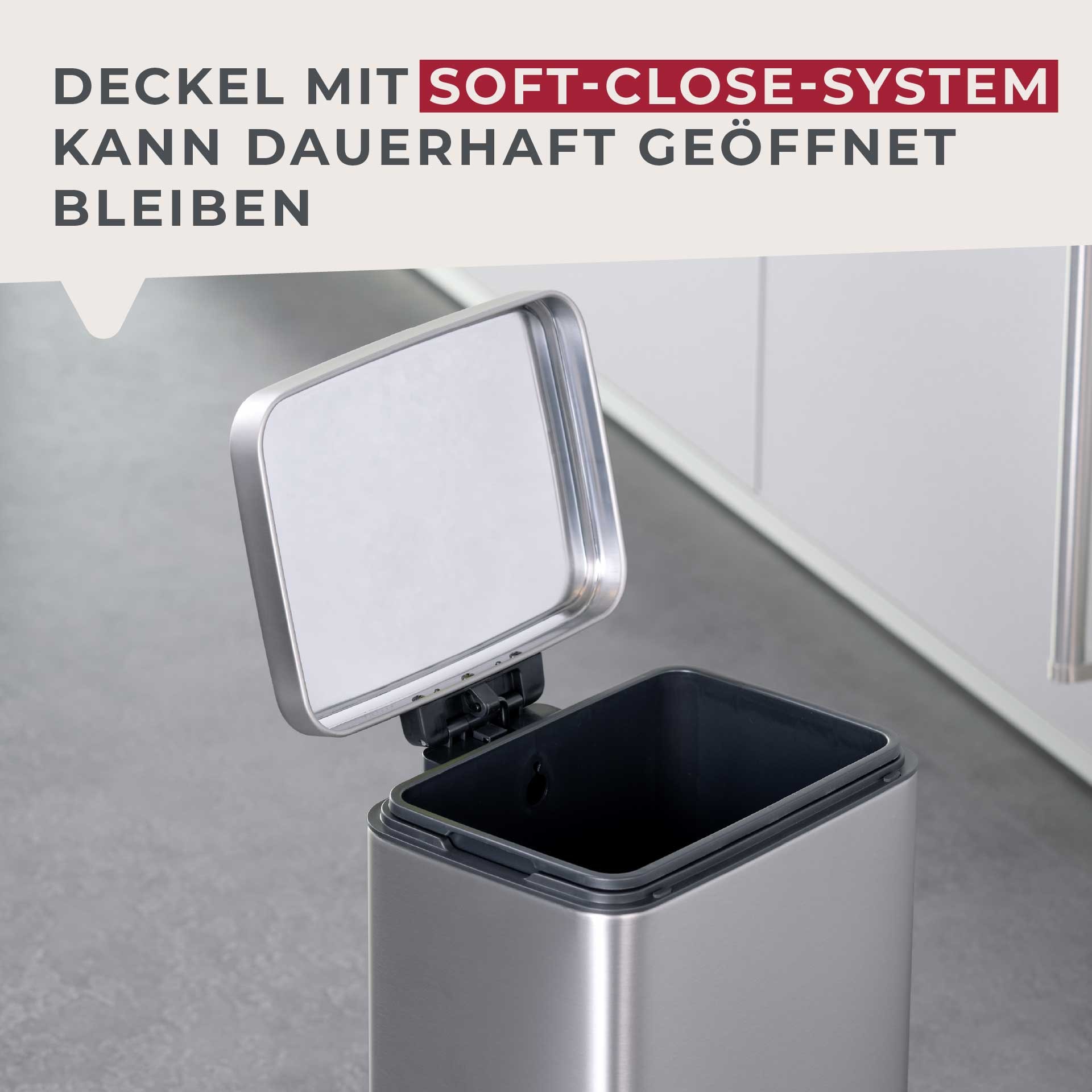 FACKELMANN Mülleimer »CHICAGO, Pedal-Abfalleimer 30L« 1 Behälter fingerabdruckfrei, mit stabilem Pedal & Inneneimer, gedämpfter Deckel