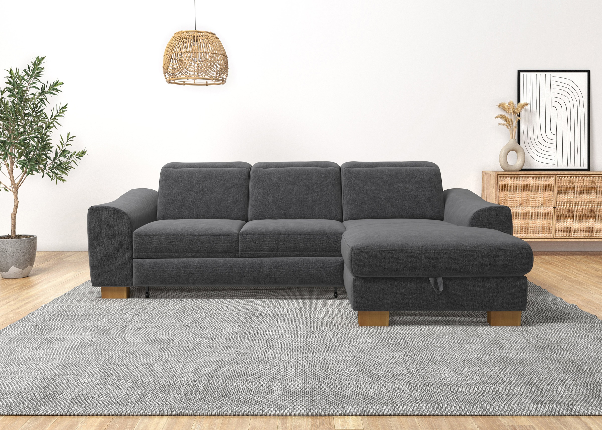 Home affaire Ecksofa »Dundee L-Form«, wahlweise mit Kopfteilverstellung und zusätzlich mit Bettfunktion