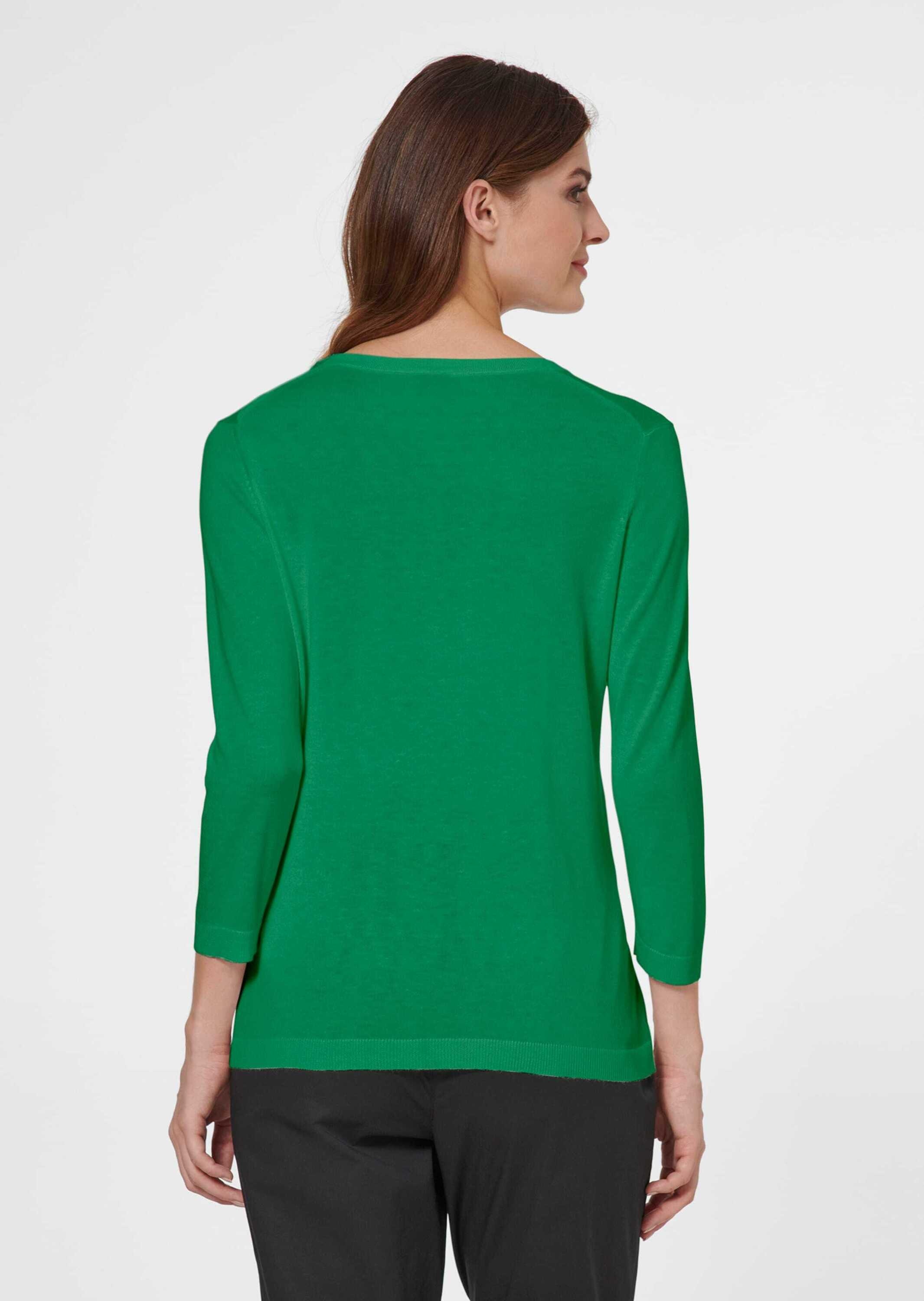 MADELEINE Longpullover »Pullover Feinstrick-Pullover mit 3/4-Ärmeln und Cut-out«