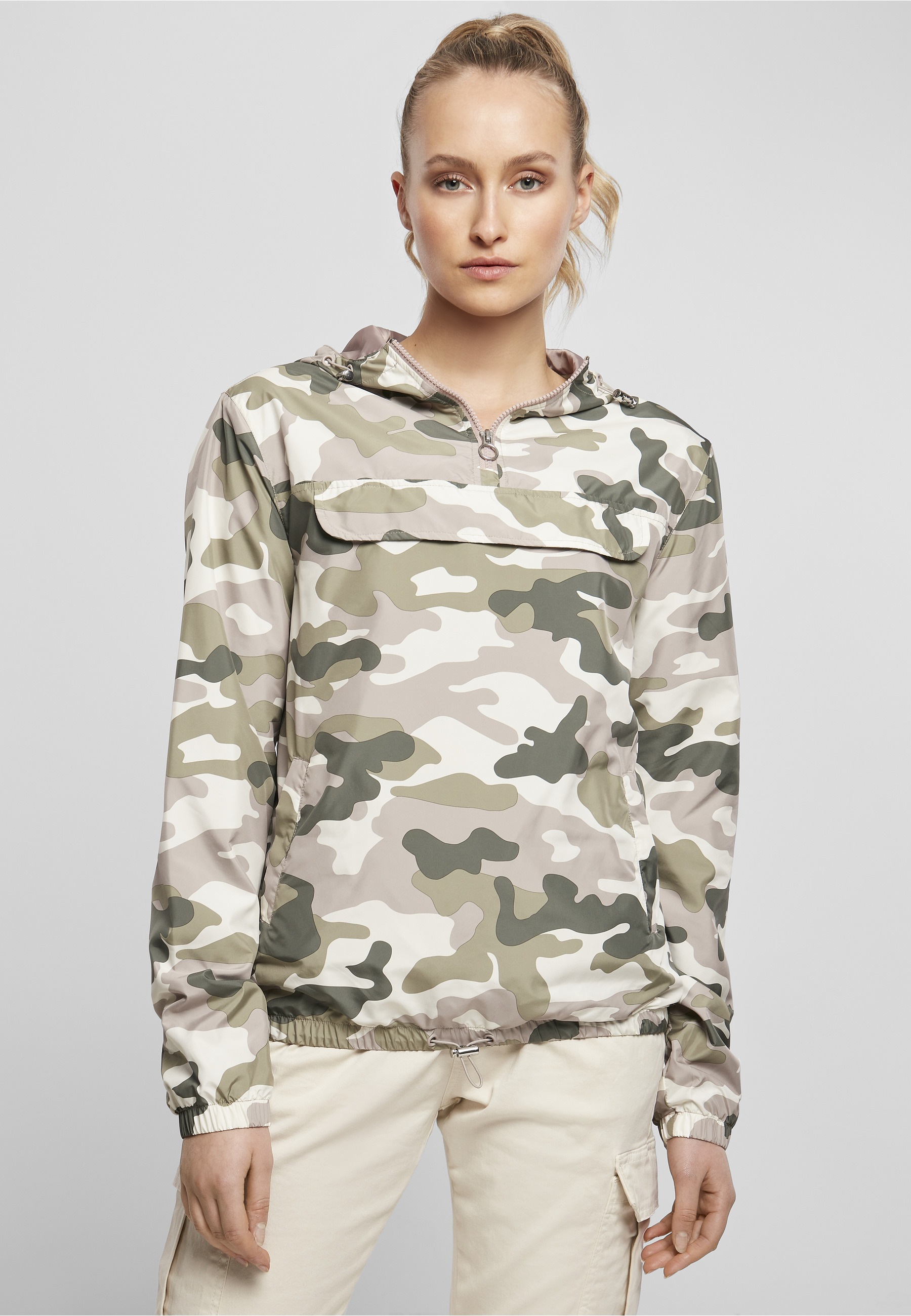 URBAN CLASSICS Funktionsmantel »Urban Classics Damen Ladies Camo Pull Over Jacket«