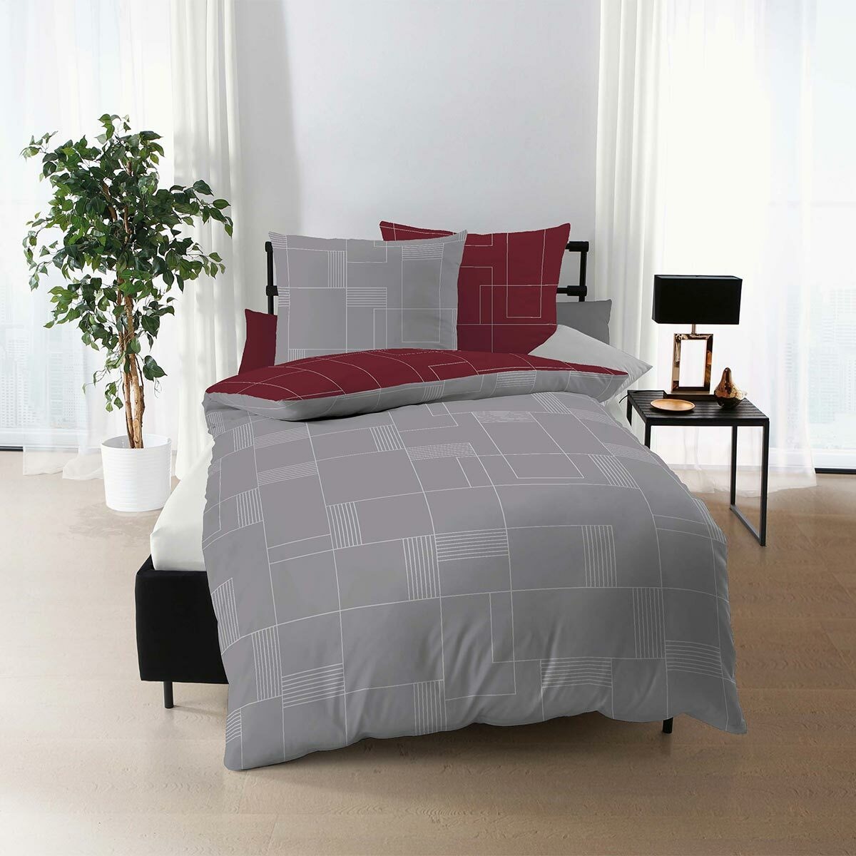 TRAUMSCHLAF Wendebettwäsche »Uptown«, (2 tlg.), kuschelige Biberbettwäsche