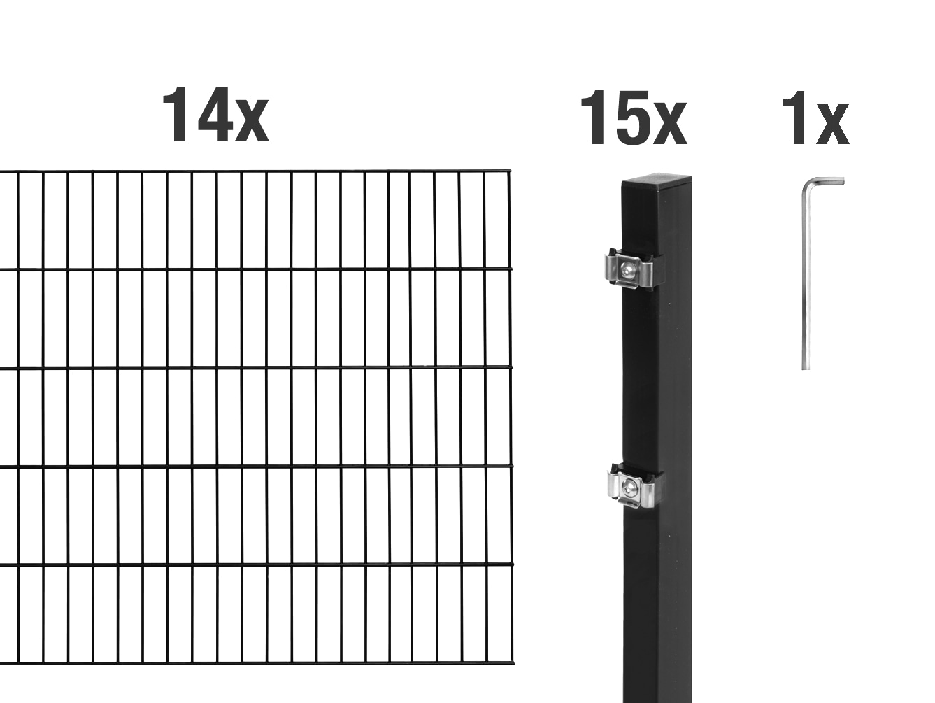 Alberts Doppelstabmattenzaun "Grundset" Höhe: 80-200 cm, Gesamtlänge: 4-30 m, zum Einbetonieren