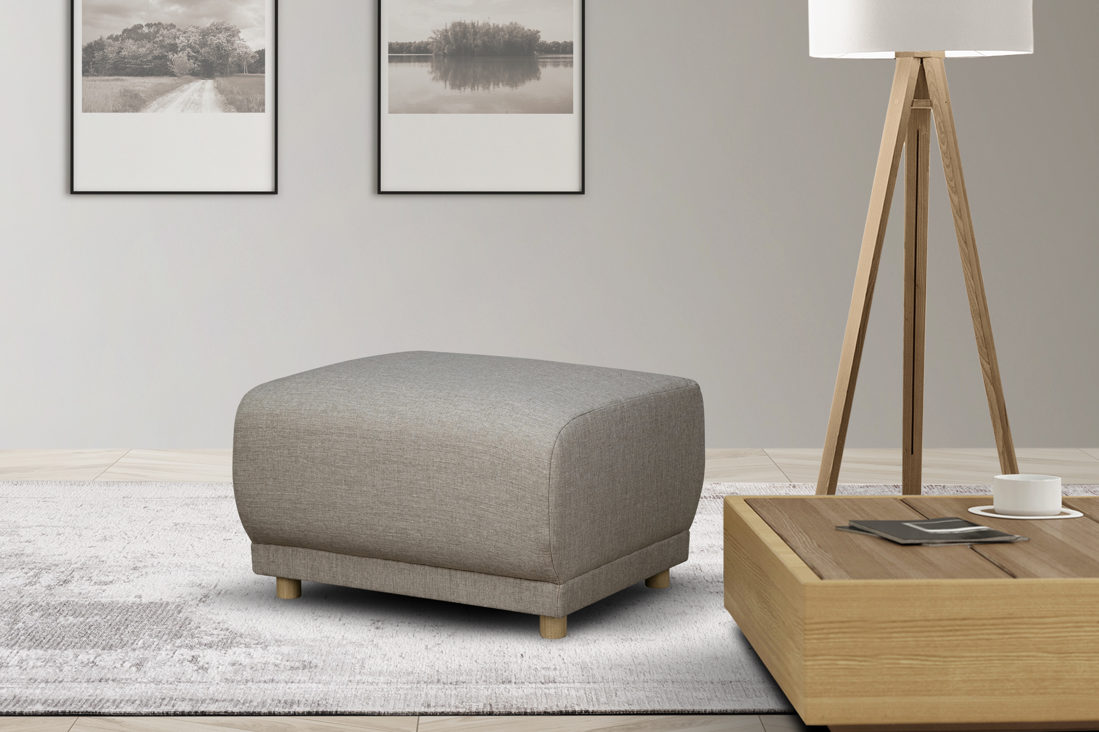 OTTO home Polsterhocker "LEMPS mit Wellenunterfederung, Maße B/T/H: 70/63/45 cm" passend zur Serie, in hochwertiger Verarbeitung
