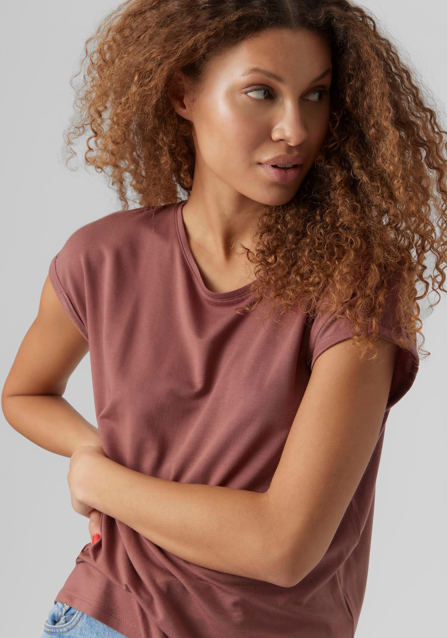 Vero Moda Damen T-Shirt VMAVA PLAIN - Regular Fit günstig online kaufen