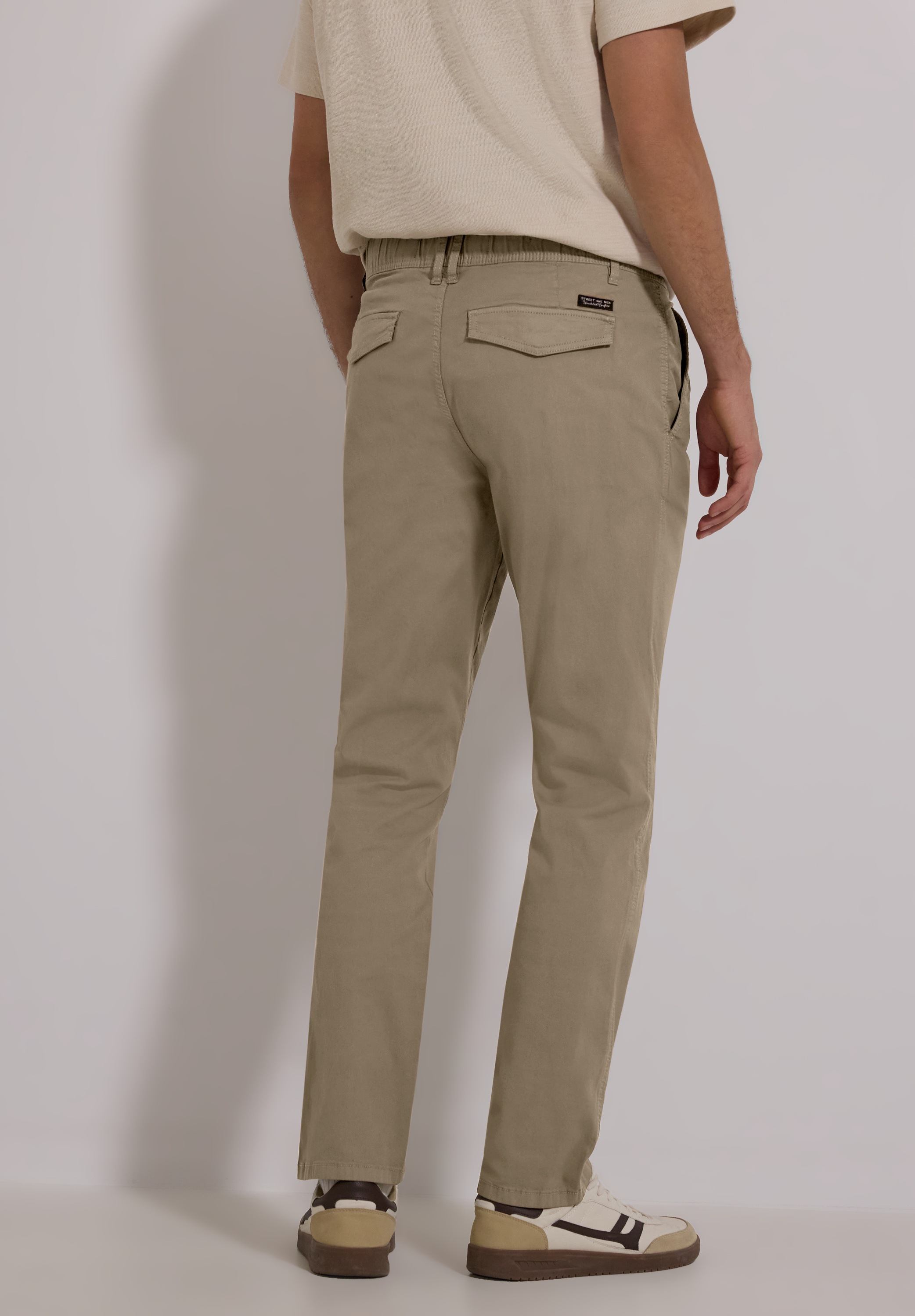 Stoffhose STREET ONE MEN, Herren, Gr. 36, Länge 32, warm sand, Web, 98% Baumwolle, 2% Elasthan, unifarben, regular fit lang, Hosen Stoffhose, Middle Waist 2