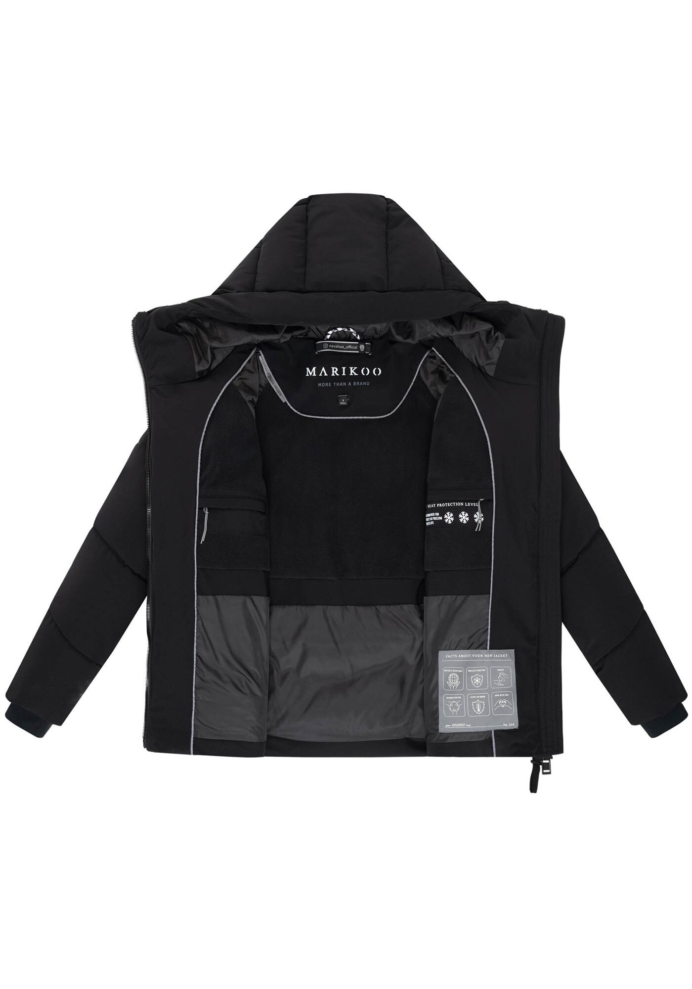 Marikoo Winterjacke »Kwamee«, Schräg gesteppte Winterjacke mit fester Kapuze