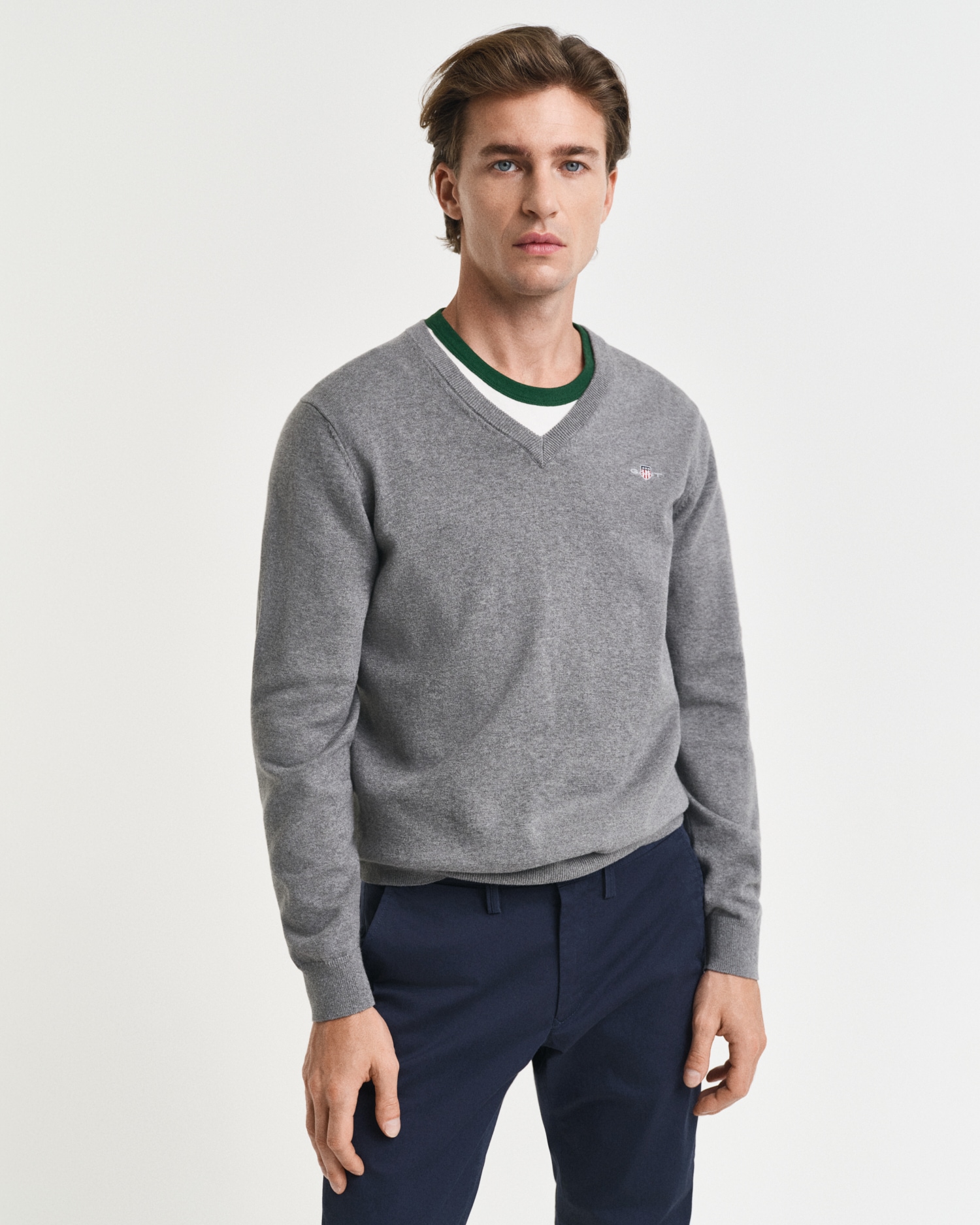 Gant V-Ausschnitt-Pullover »Classic Cotton V-Neck«, Premium Strickjersey aus weicher 100% Baumwolle, Übergangspullover