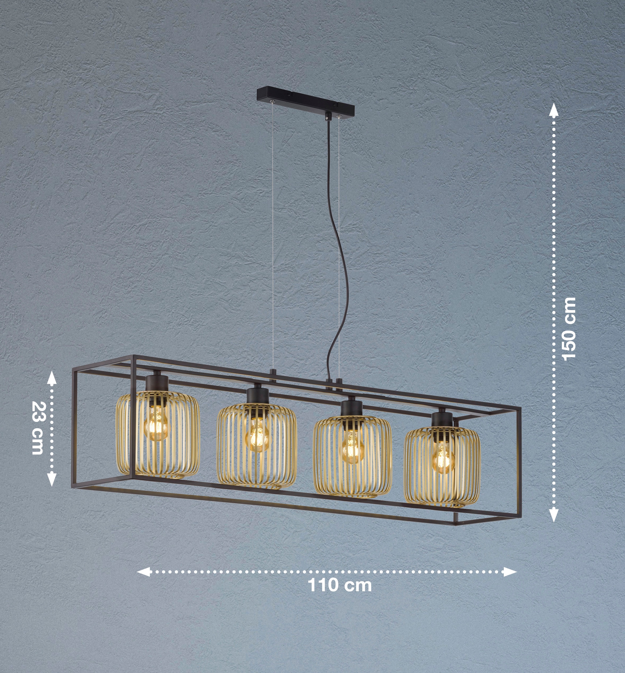 FISCHER & HONSEL Pendelleuchte »CAYDO«, 4 flammig, Leuchtmittel E27 | ohne Leuchtmittel, Moderne, sandschwarze Leuchte-verleiht Deinem Raum etwas Extravaganz
