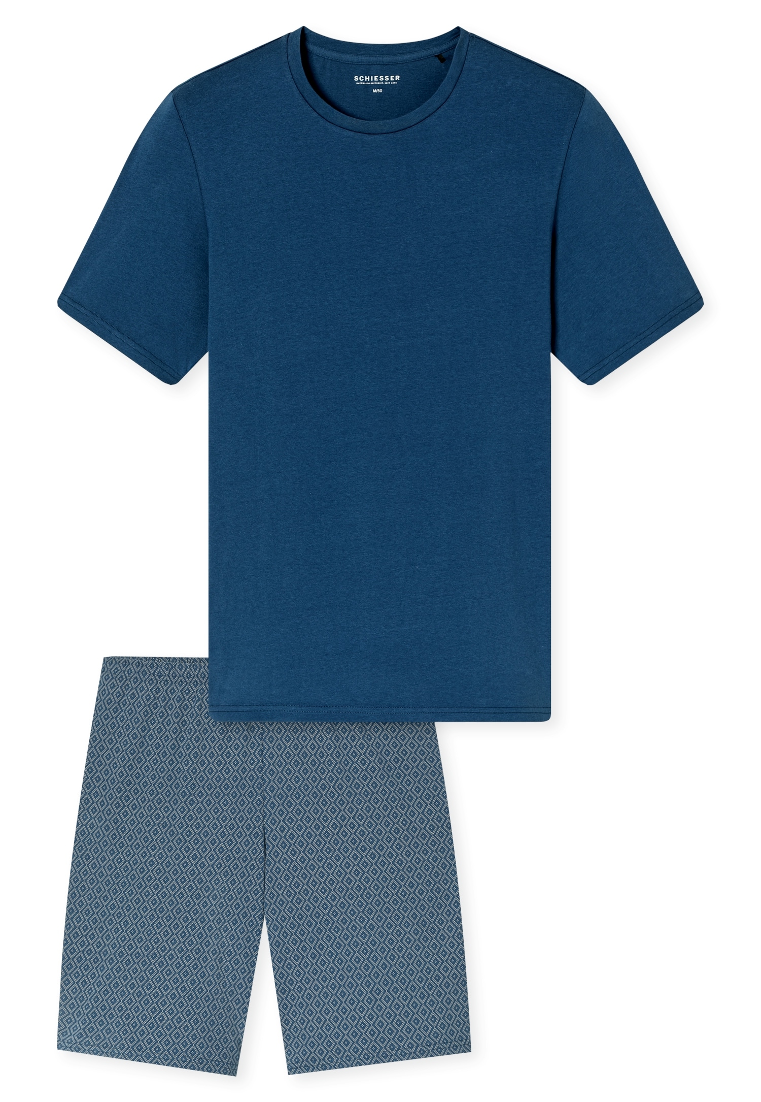 Schiesser Pyjama »Casual Essentials« 0, 2 mit unifarbenem Oberteil und gemusterter Hose