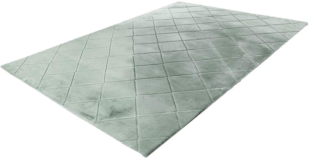 Carpet City Hochflor-Teppich »Moment«, rechteckig, 31 mm Höhe, besonders weich, Kaninchen Fell Haptik, 3D-Effekt, Rauten, Wohnzimmer