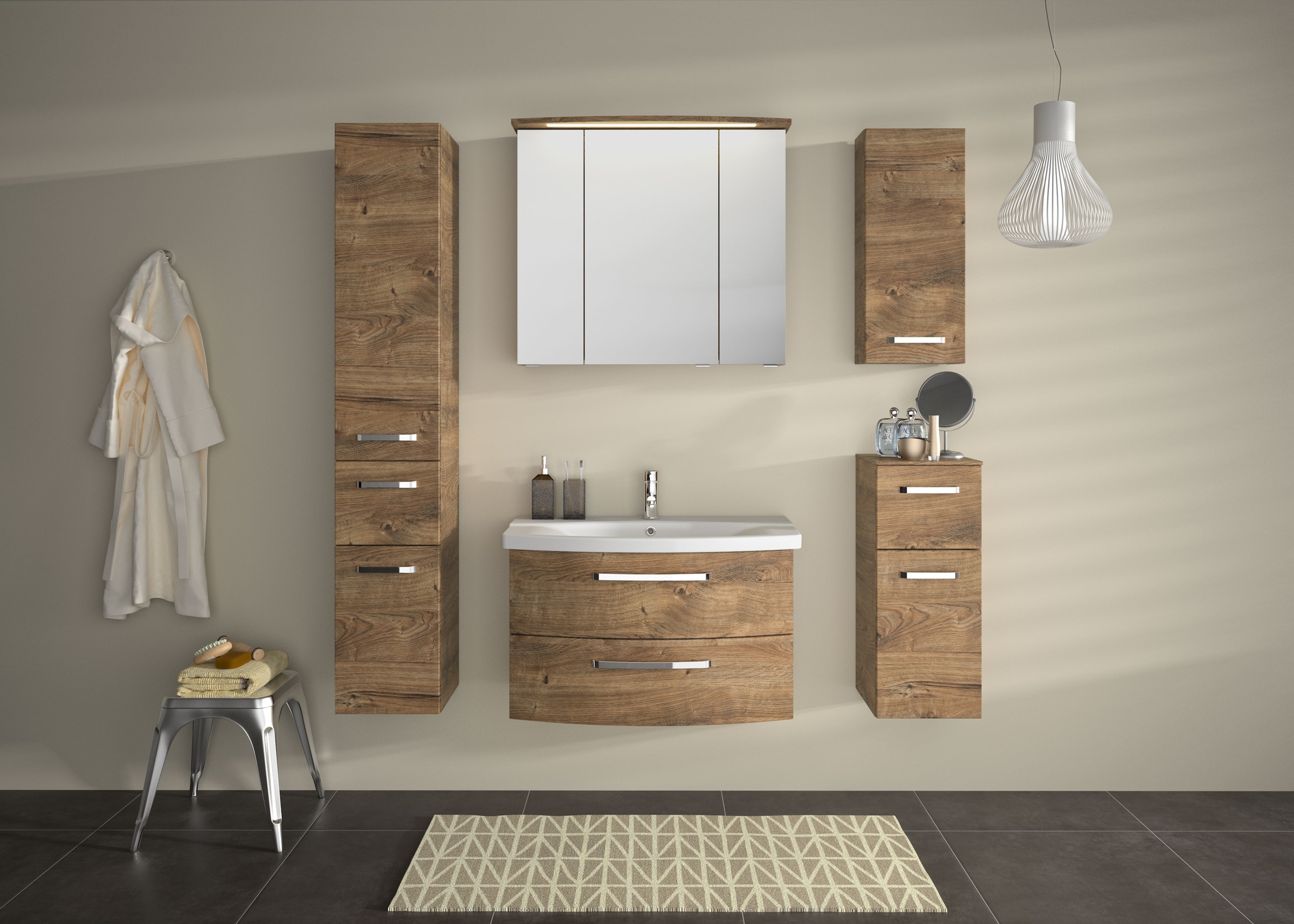 Saphir Hochschrank »Serie 4010 Badschrank 30 cm breit, mit 2 Türen und 1 Schublade«, 3 Glas-Einlegeböden, Badezimmer-Hochschrank inkl. Türdämpfer