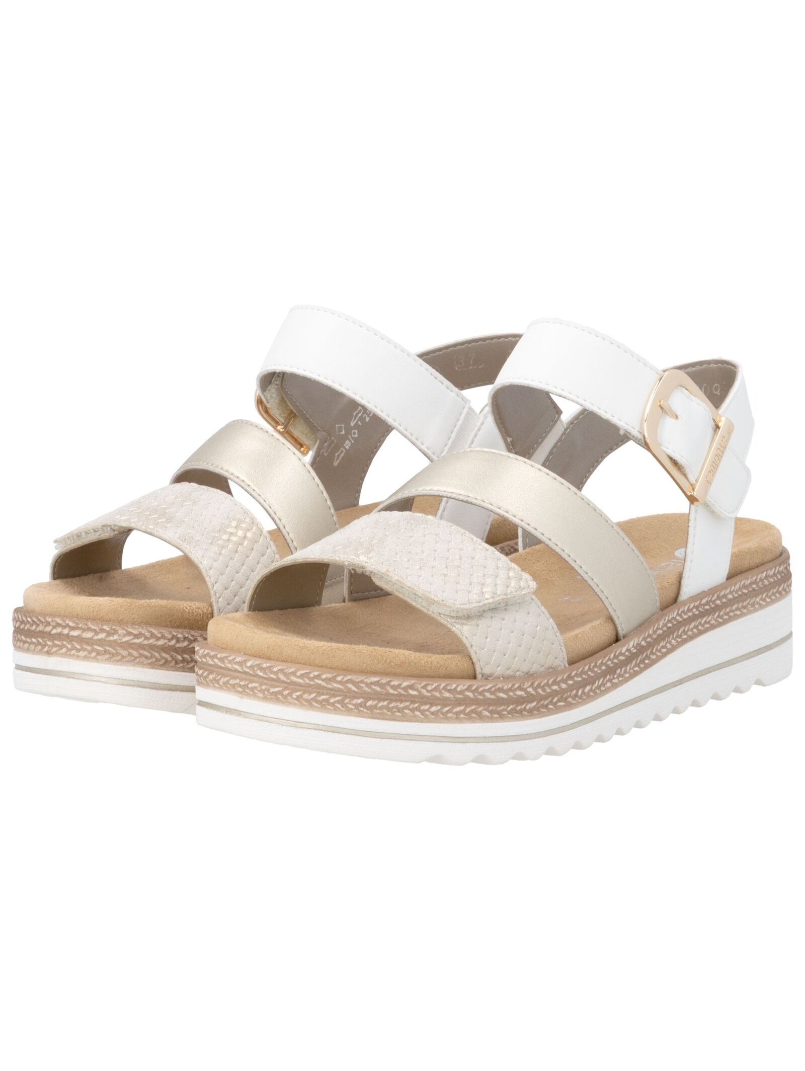 Riemchensandale REMONTE "Remonte Sandalen Lederimitat", Damen, Gr. 38, beige, Lederimitat, Schuhe Riemchensandale 6