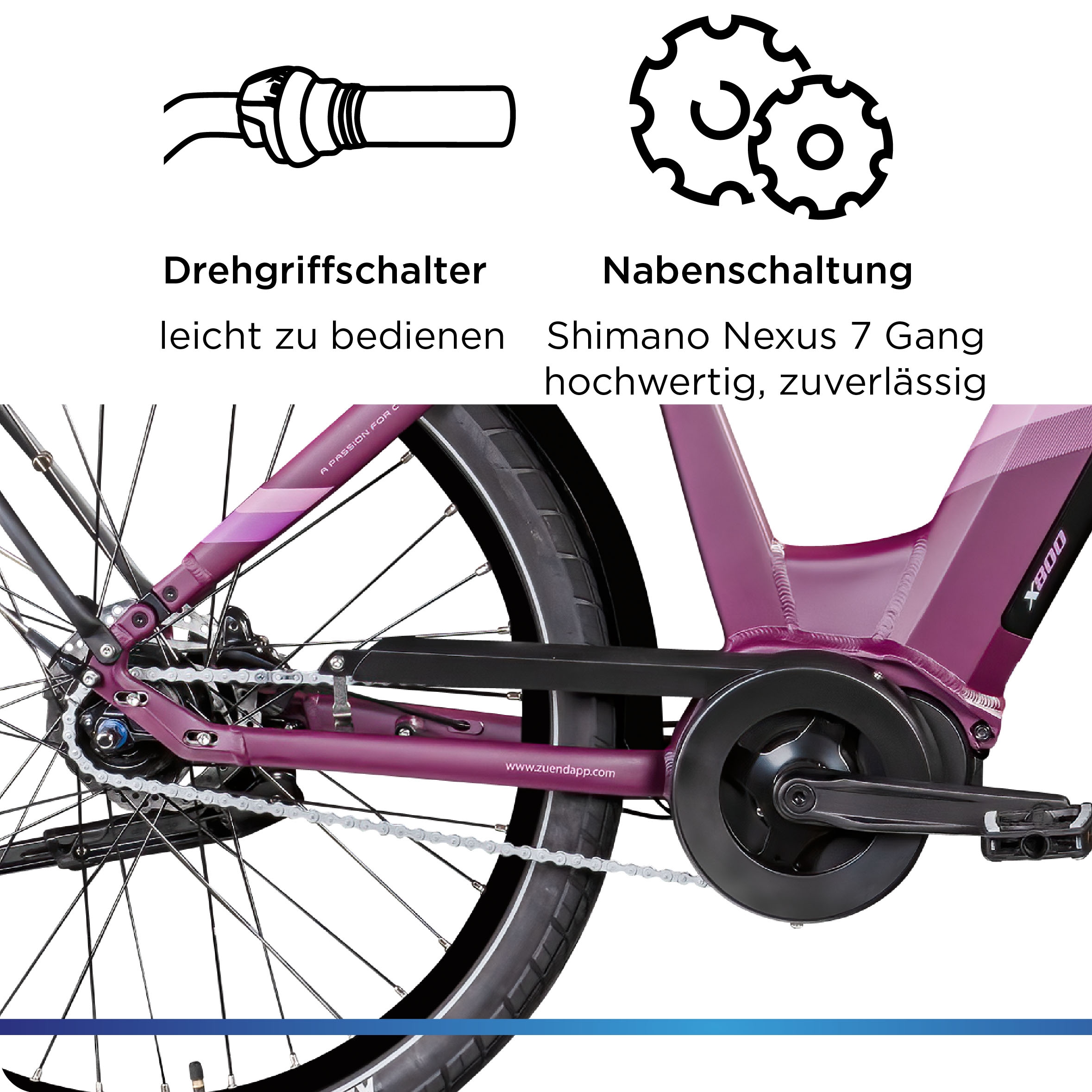 Zündapp E-Bike »X800«, 7 Gang, Mittelmotor 250 W