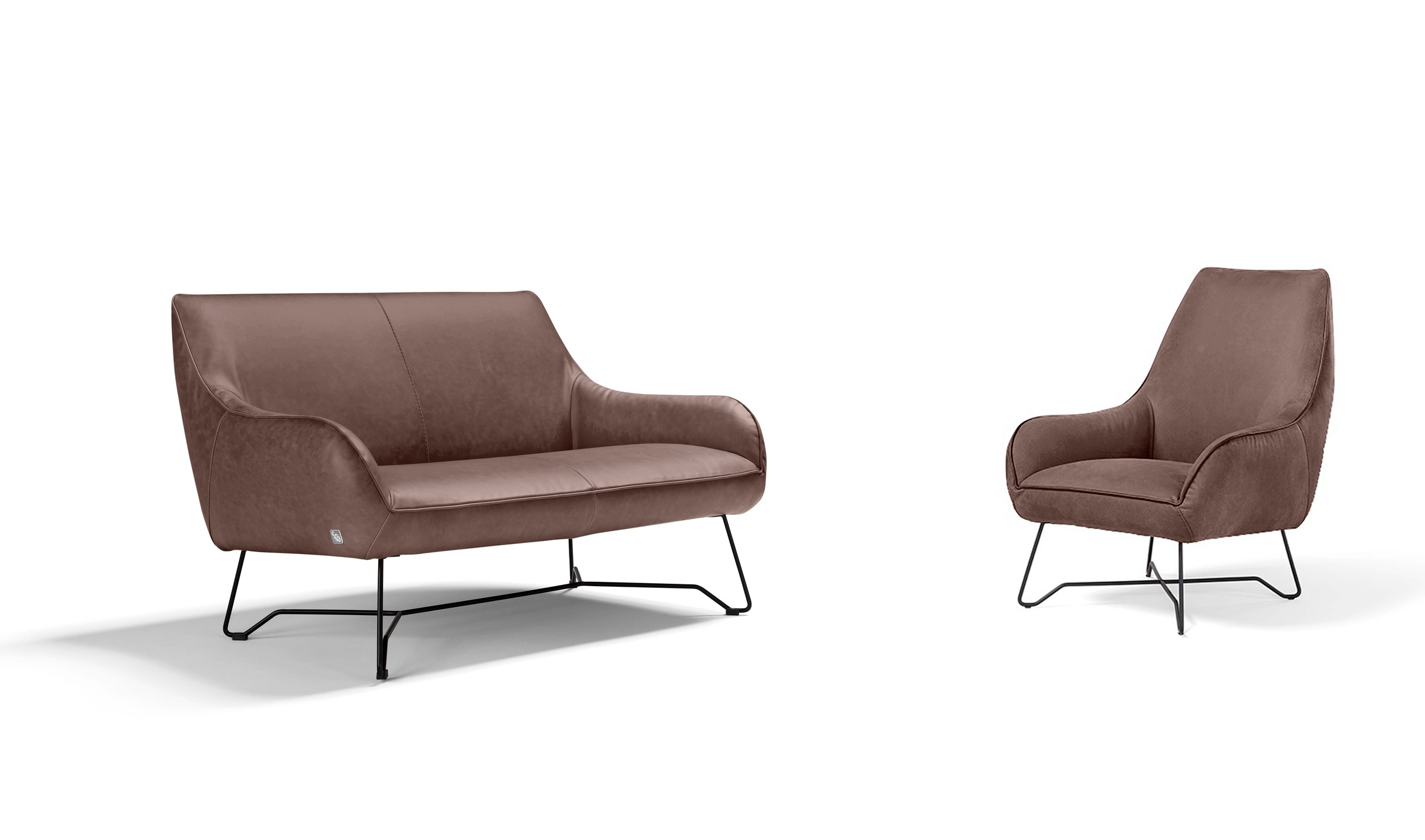 Egoitaliano Polstergarnitur »Namy, Designobjekt mit hohem Sitzkomfort und toller Detailverarbeitung«, Set aus 2-Sitzer und Sessel, edles Metallgestell