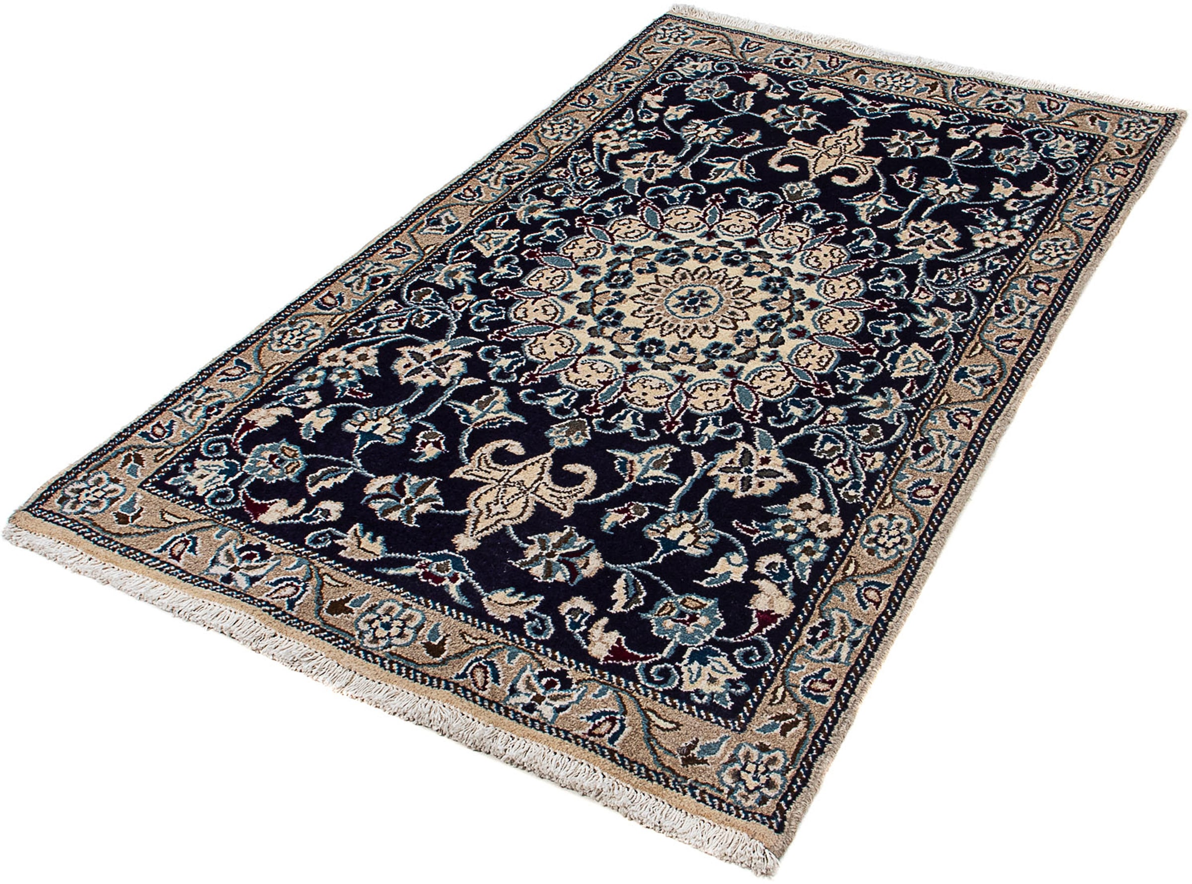 morgenland Orientteppich "Perser - Nain - 134 x 88 cm - dunkelblau", rechteckig, 10 mm Höhe, Wohnzimmer, Handgeknüpft, E