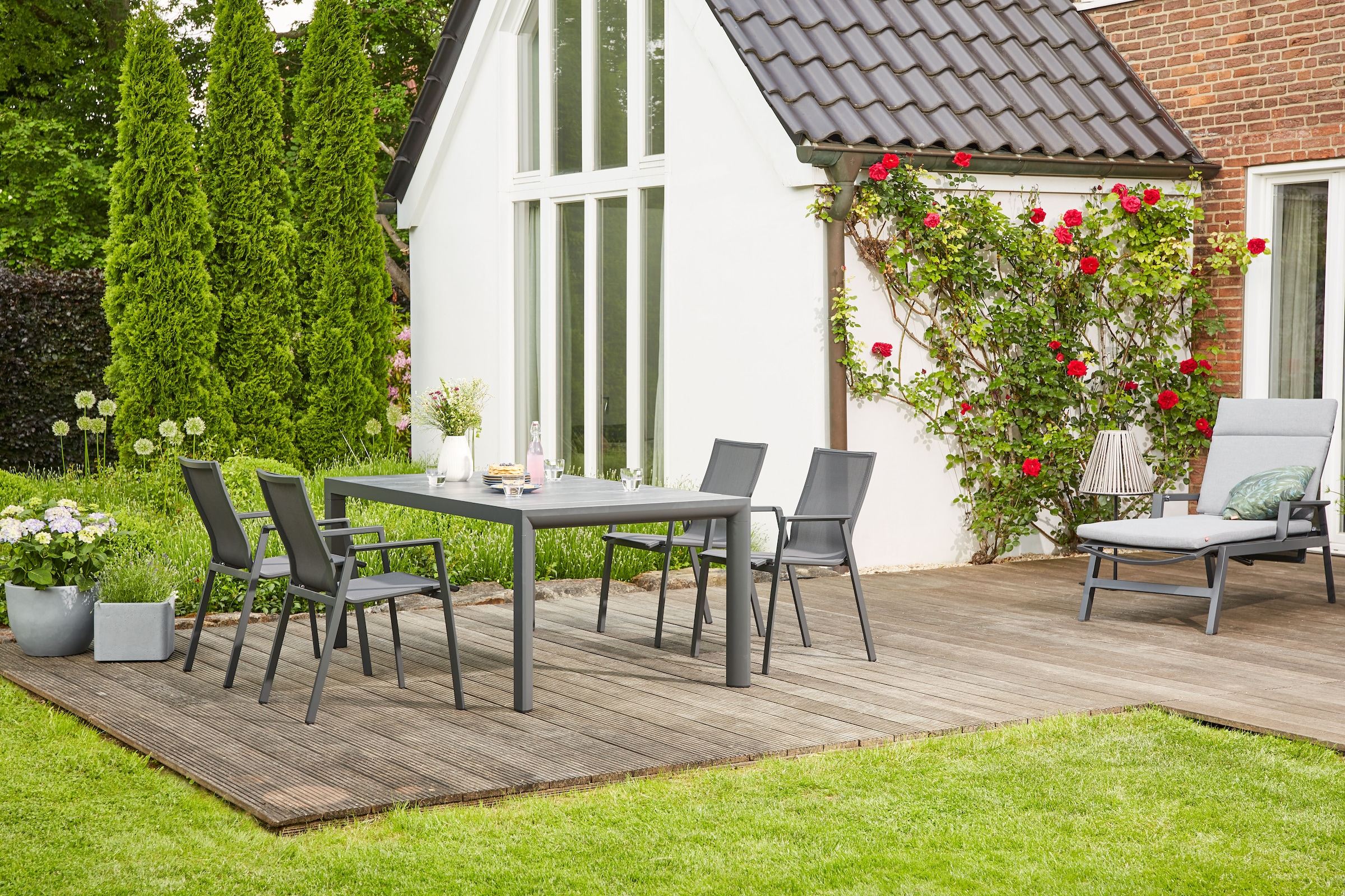 Siena Garden Gartensessel »RENO Stapelsessel« Gestell aus Aluminium, Ranotex® Bezug