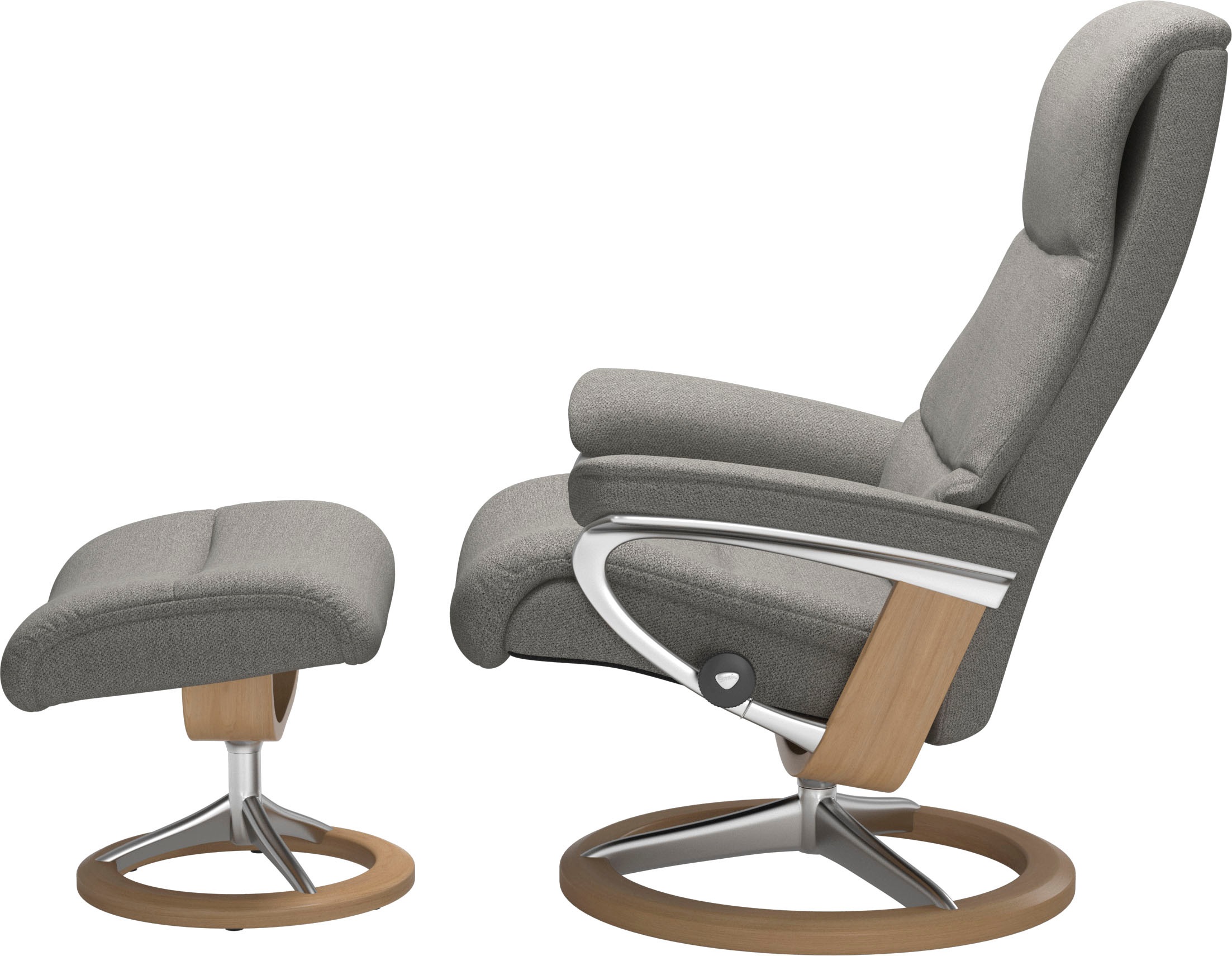 Stressless® Relaxsessel »View«, (Set, Relaxsessel mit Hocker), mit Signature Base, Größe M,Gestell Eiche