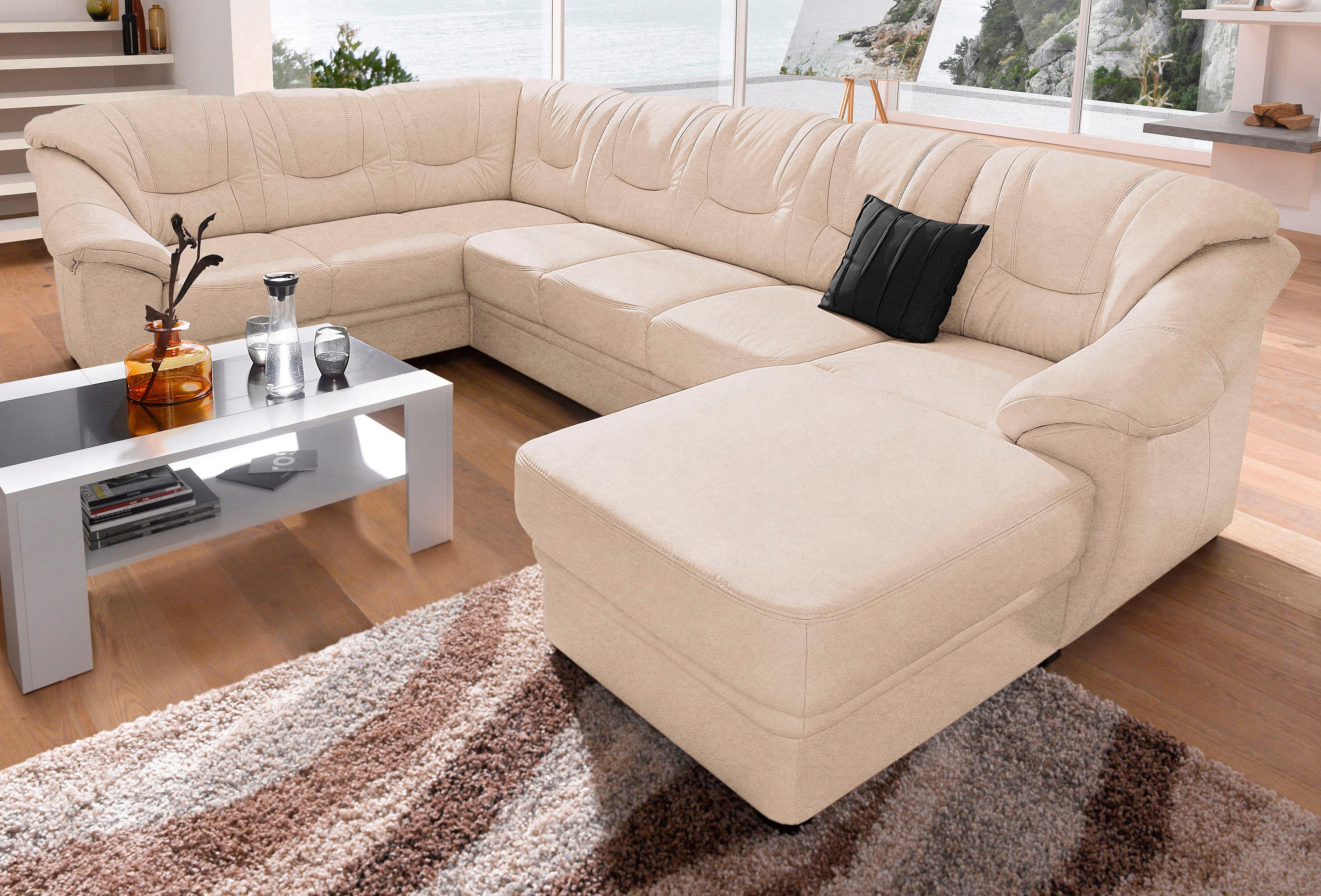 sit&more Wohnlandschaft "Savona, U-Form, B: 320 cm, Bettfunktion wählbar, Federkern-Polsterung" Komfortable Sitzhöhe 46 cm, Liegefläche 120 x 250 cm bei Bettfunktion
