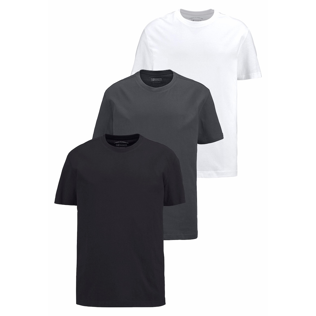 Man's World T-Shirt (Packung 3 tlg. 3er-Pack) Basic Farben