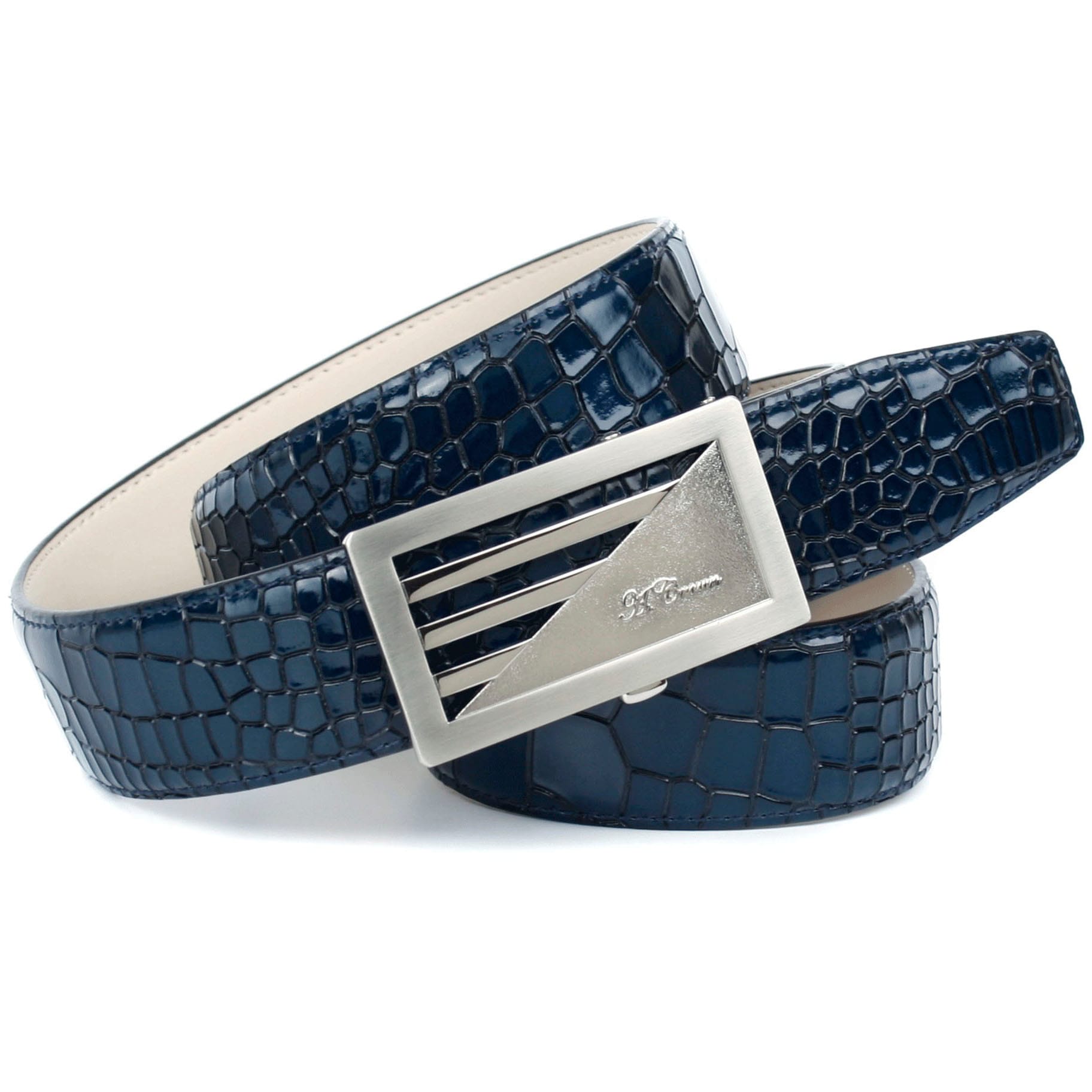 Anthoni Crown Ledergürtel, bestellen BAUR | in Kroko-Design blau in
