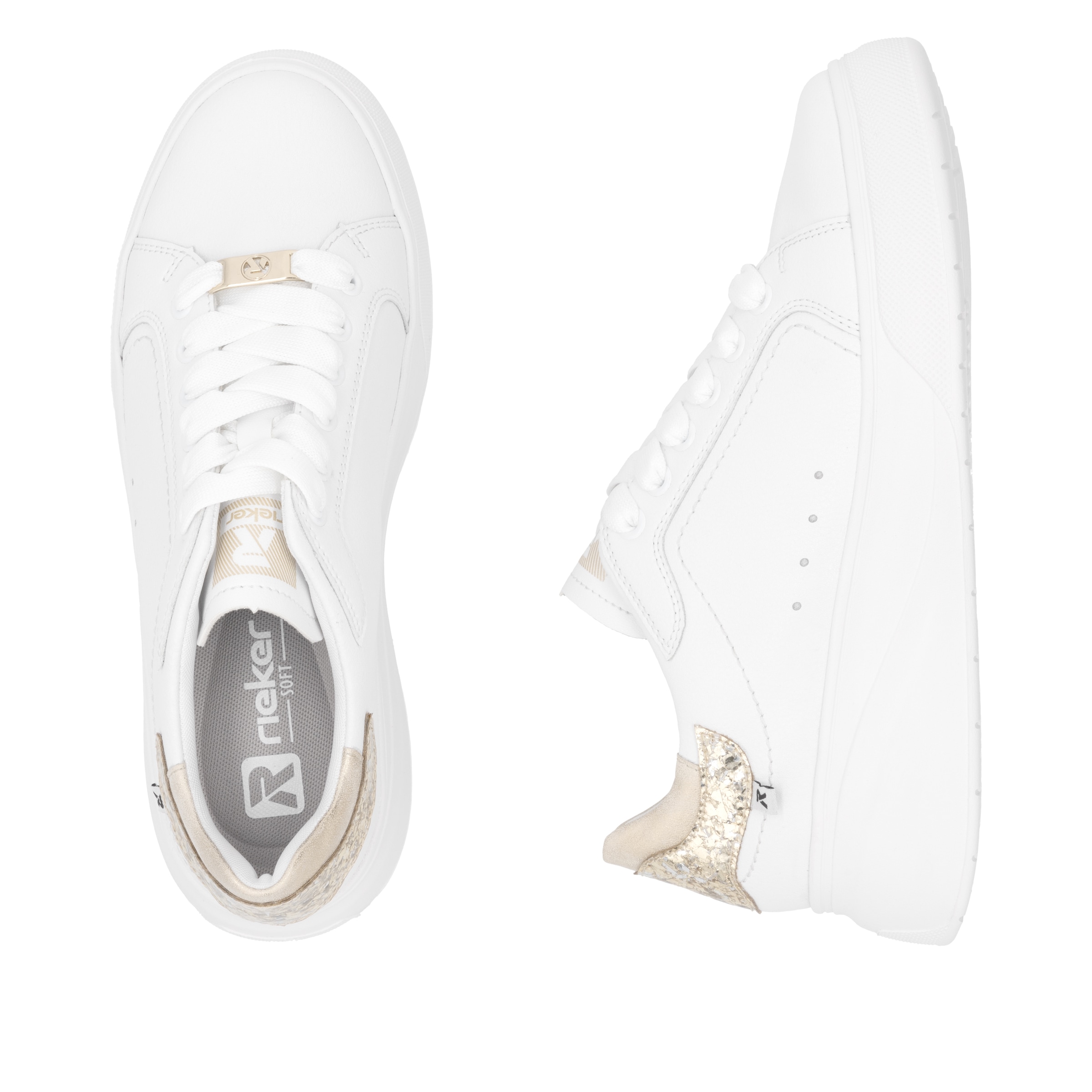 RIEKER Sport Plateausneaker, Schnürschuh, Halbschuh, Freizeitschuh, Metallic-Akzent an der Ferse