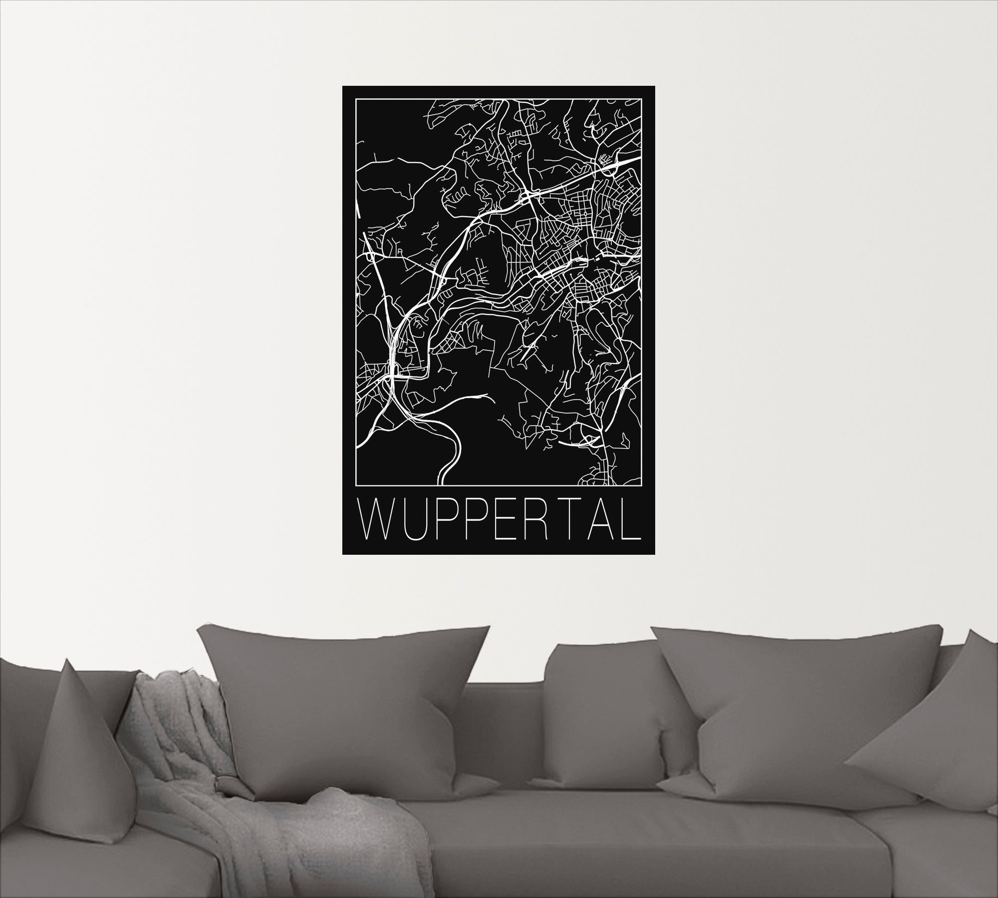 Schwarz«, St.), Karte Wuppertal Alubild, Poster Artland kaufen Deutschland, versch. oder | Wandbild (1 Größen BAUR »Retro Leinwandbild, in Wandaufkleber als