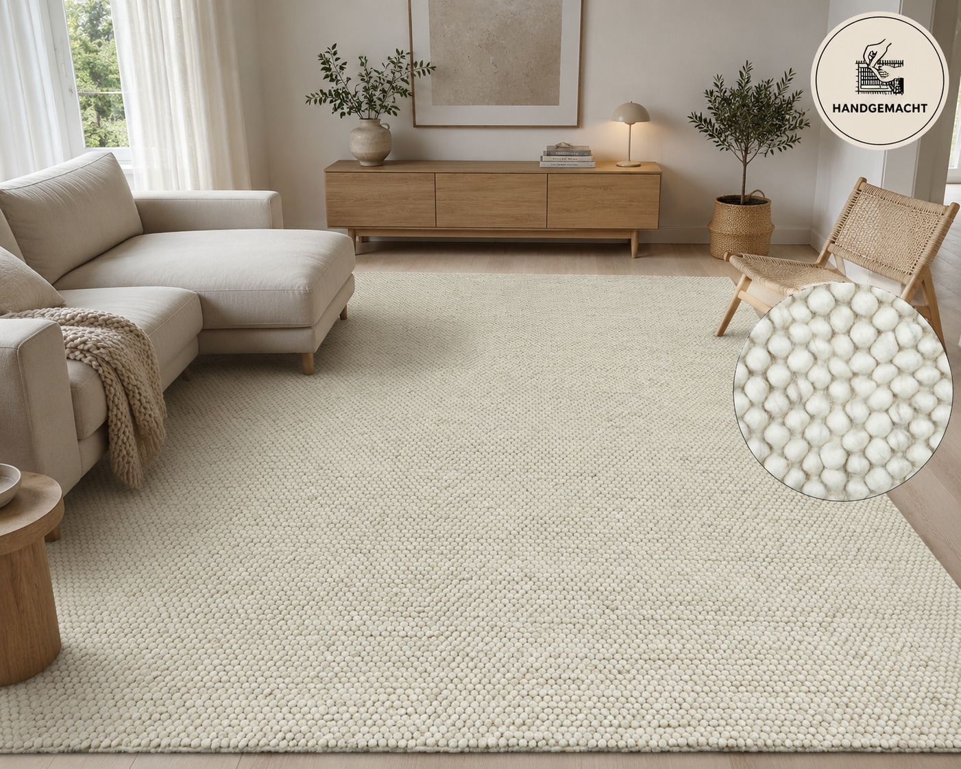 OTTO home Wollteppich "Wolly, Wolle" rechteckig 14 mm Höhe handgewebt, Handweb Teppiche, Skandi, Wohnzimmer, Schlafzimmer