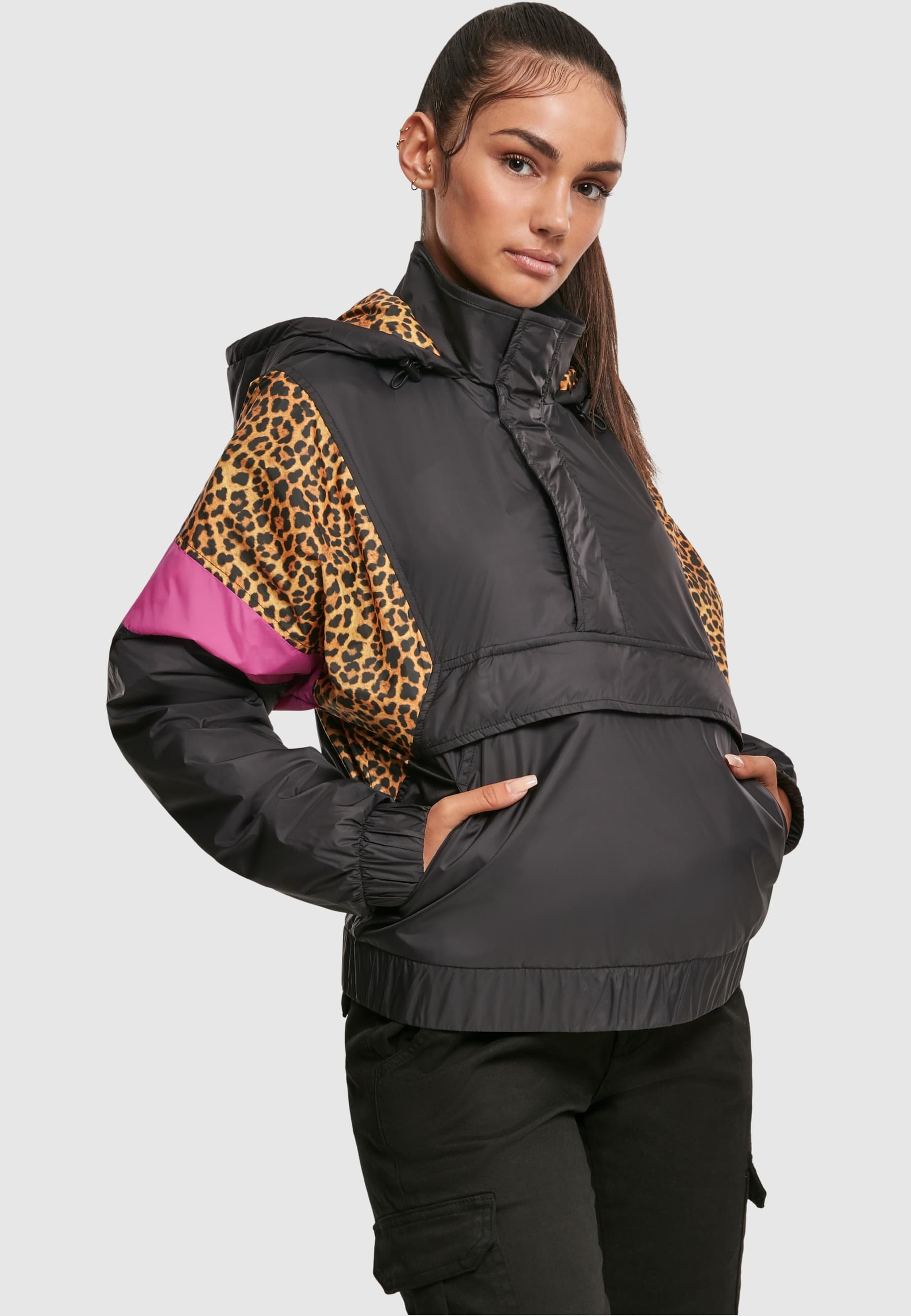 URBAN CLASSICS Allwetterjacke »Urban Classics Damen Ladies AOP Mixed Pull Over Jacket«, (1 St.), mit Kapuze