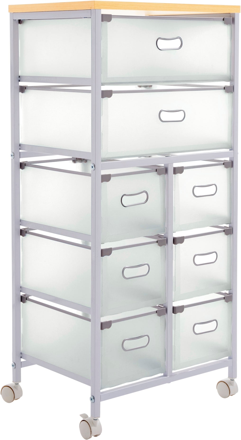 Rollwagen HEINE HOME, B:45cm H:96cm T:32,5cm, weiß, MDF, Metall, Polypropylen, Küche, Rollwagen