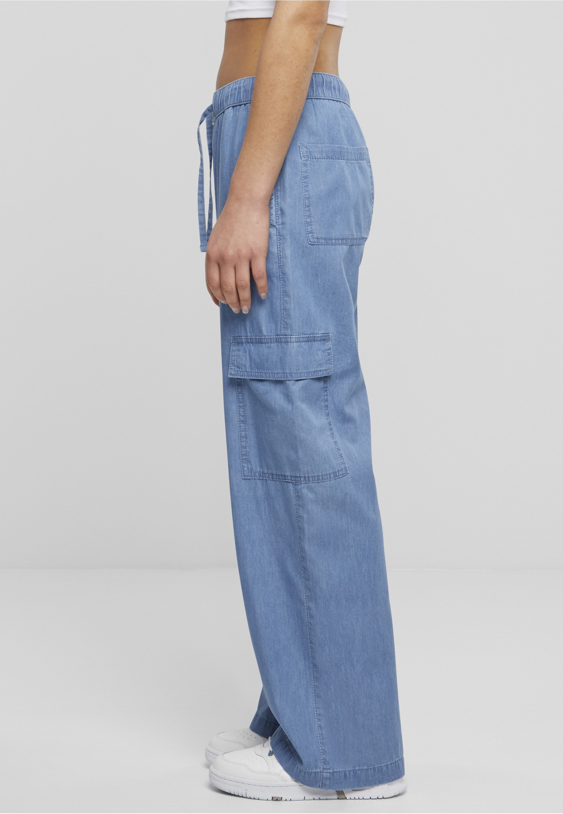 URBAN CLASSICS Cargohose »Urban Classics Damen Ladies Light Denim Cargo Pants«