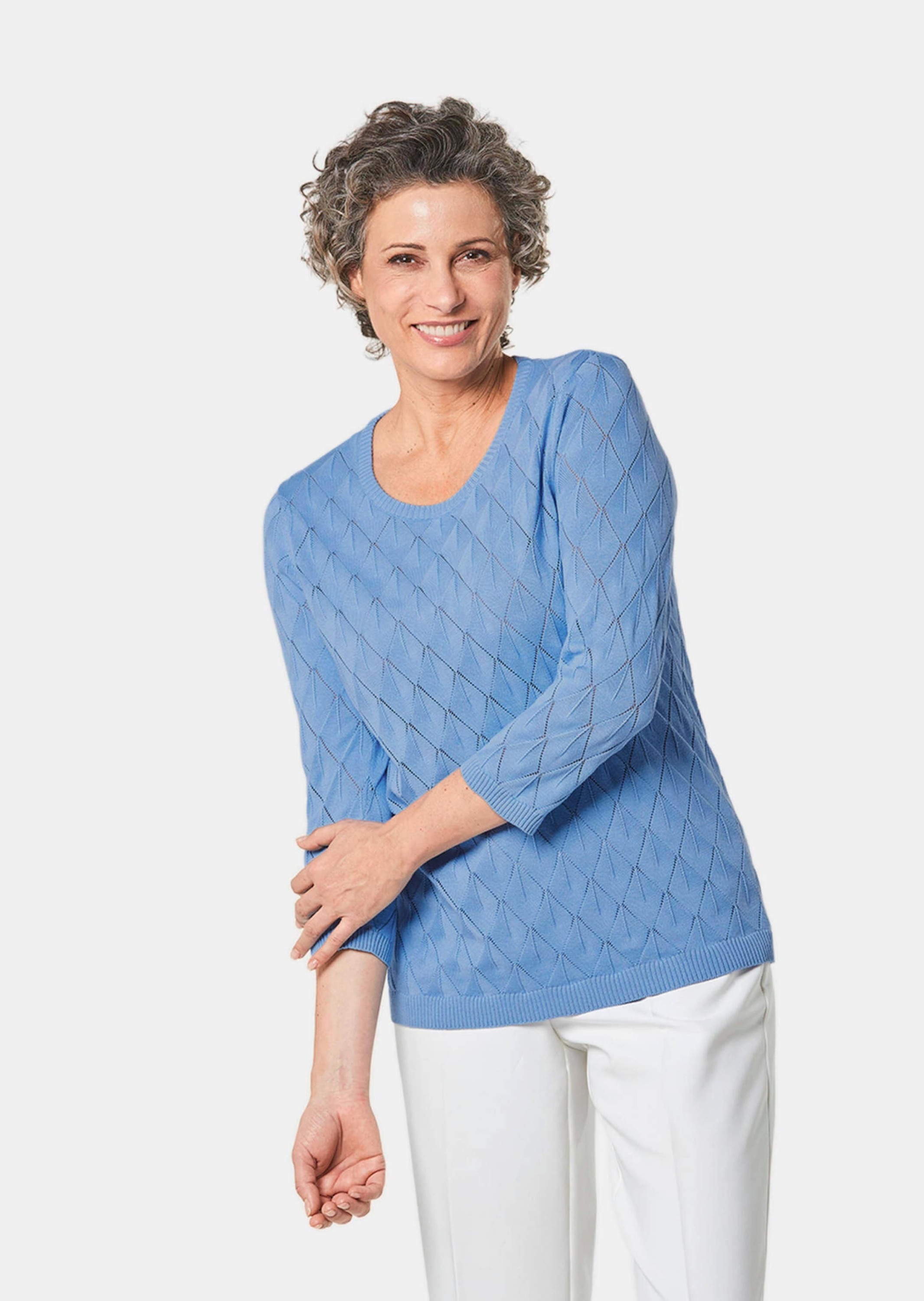 GOLDNER Rundhalspullover "Kurzgröße Gepflegter Ajour-Pullover mit femininen günstig online kaufen