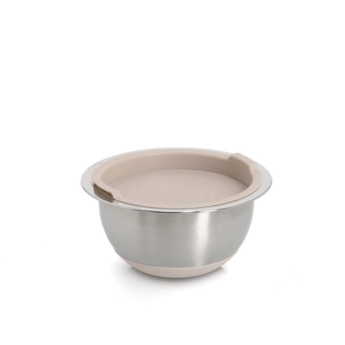 Zeller Present Schüssel »Schüssel-Set mit Deckeln, 3-tlg., Edelstahl/Kunststoff, beige« 3 ca. Ø19,5x10,Ø23,5x12,5,Ø27,5x14 cm