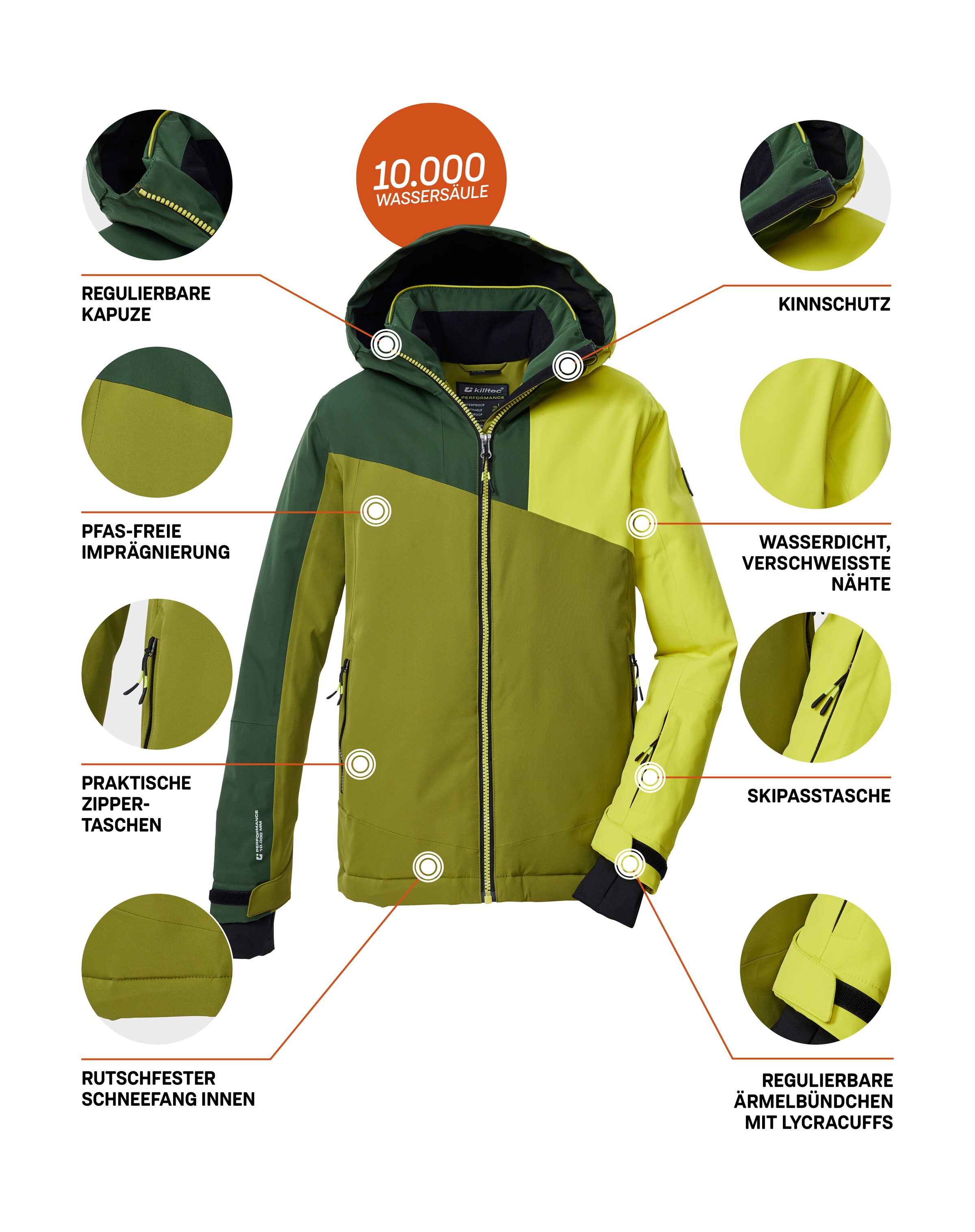 Killtec Skijacke »KSW 192 BYS SKI JCKT«, Wind- und wasserdichte Kinder Skijacke mit verstellbarer Kapuze