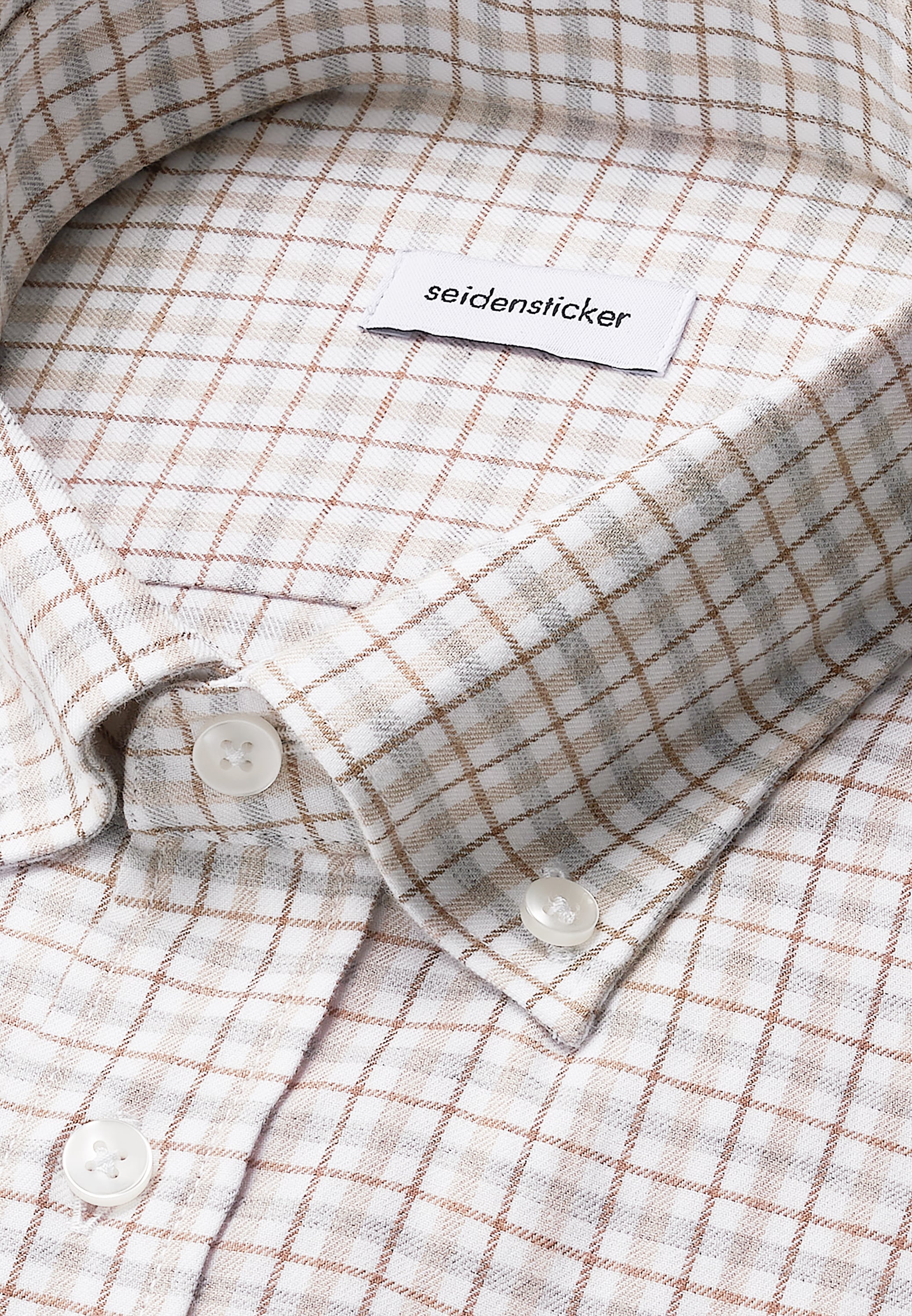 seidensticker Flanellhemd »Schwarze Rose«, Slim 1/1 Button-Down-Kragen Karo