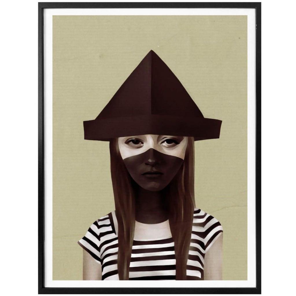 Wall-Art Poster »Frau Sailor Matrose Papierhut«, Gesicht, (1 St.)