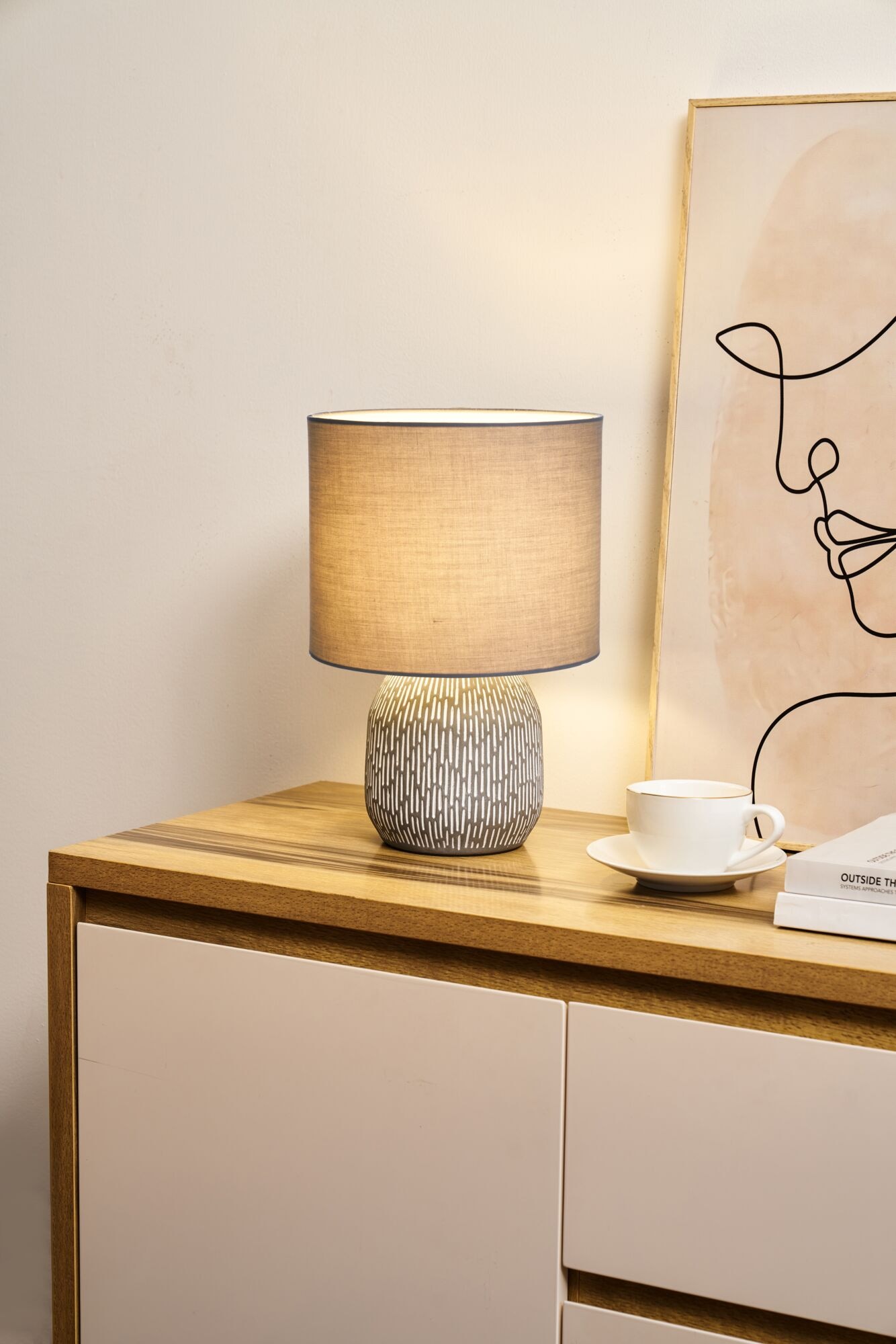 Pauleen Tischleuchte »Playful Glimmer max.20W E14 Steingrau/Beige 230V Stoff/Keramik« E14 1 Stk. IP20