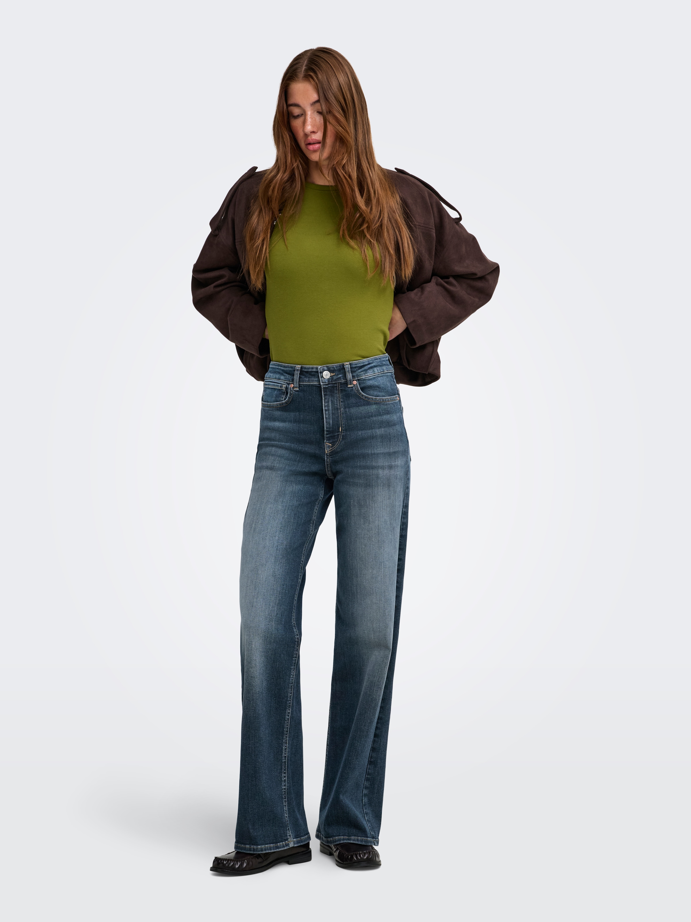 ONLY High-waist-Jeans »ONLMADISON BLUSH HW WIDE DNM DOT529 NOOS« Baumwollmischung, wide fit