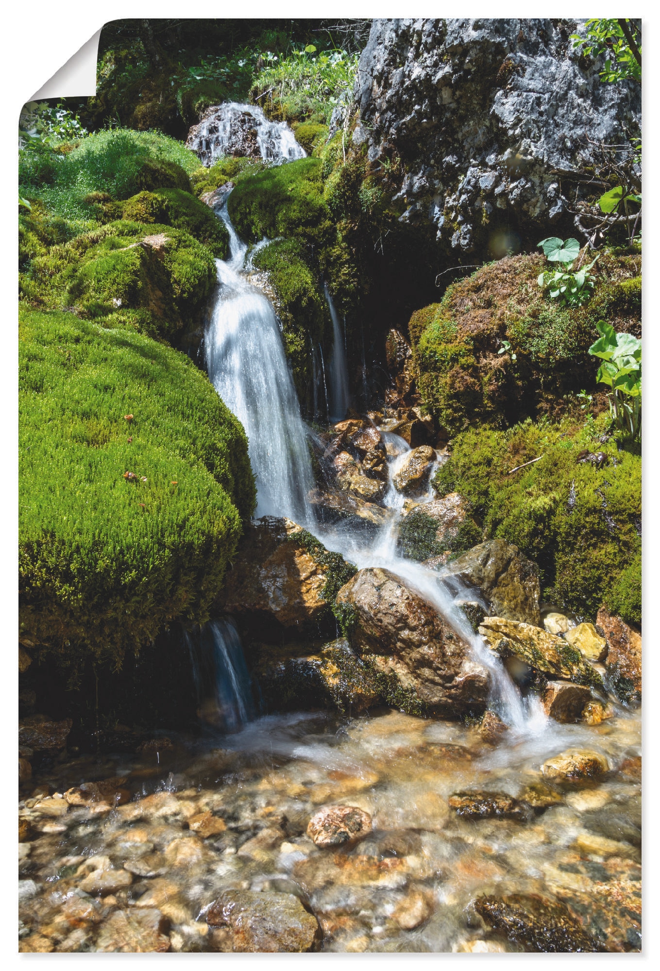 Artland Wandbild »Kleiner Wasserfall in den Bergen«, Gewässer, (1 St.), als Leinwandbild, Poster, Wandaufkleber in verschied. Größen