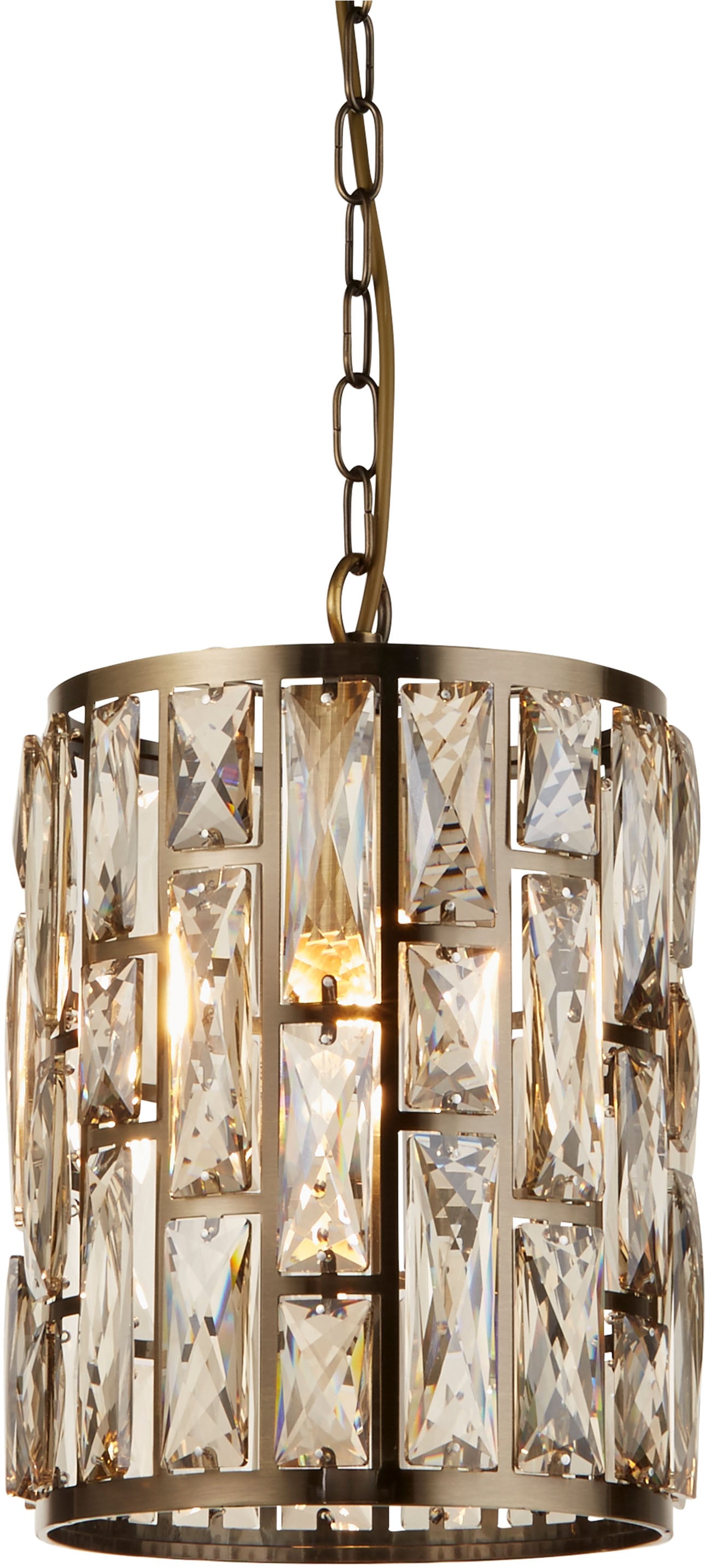 "SEARCHLIGHT Hängeleuchte ""Bijou Pendant - Antique Brass Metal & Champagne Glass"", gold (antikmessing), 1, Ø 22cm H: 31cm, 1 Stk., Leuchten