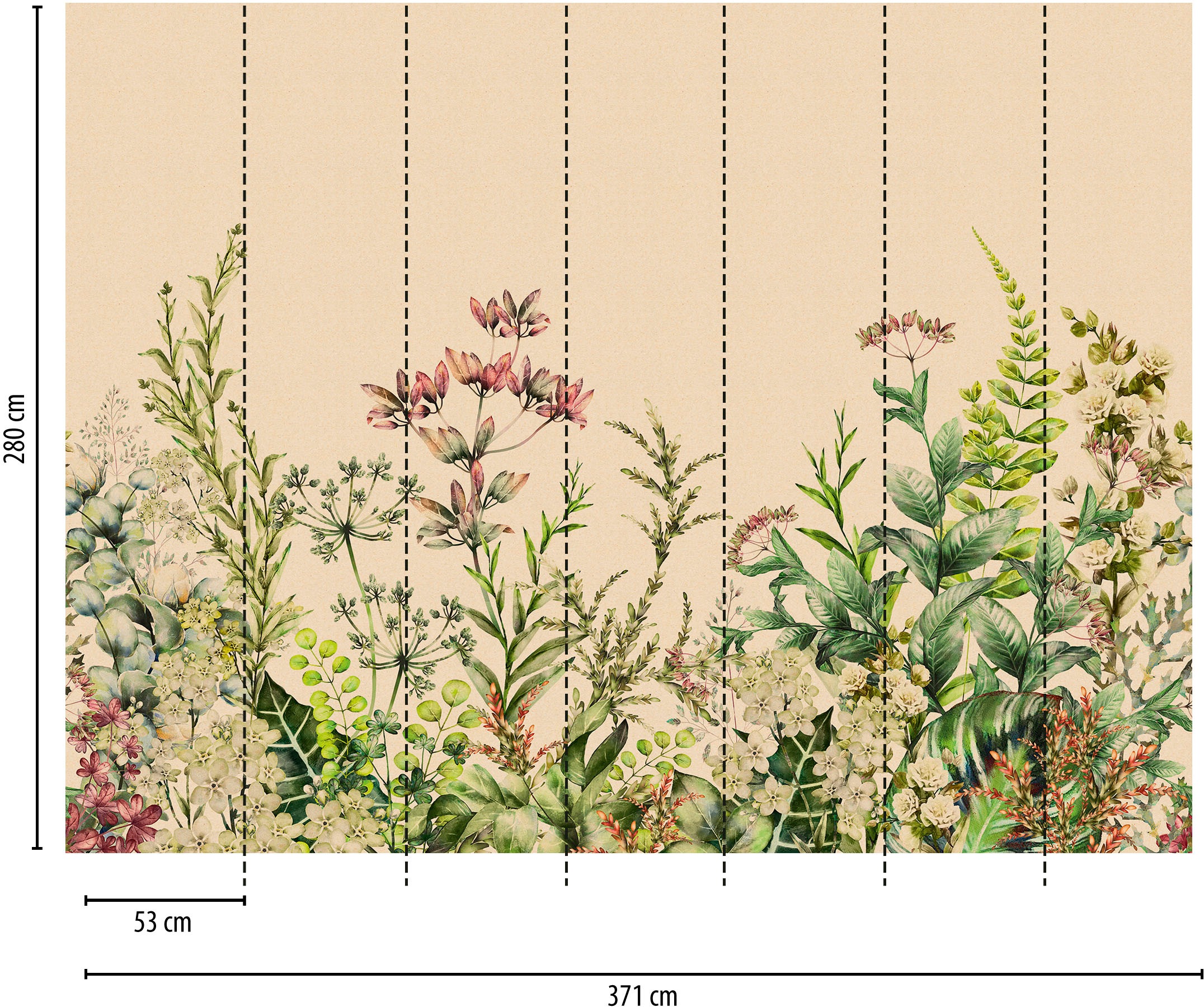 living walls Fototapete »The Wall«, botanisch-natürlich-naturalistisch, Fototapete Blume Tapete Dschungel Tapeten Wohnzimmer Flur Design Optik